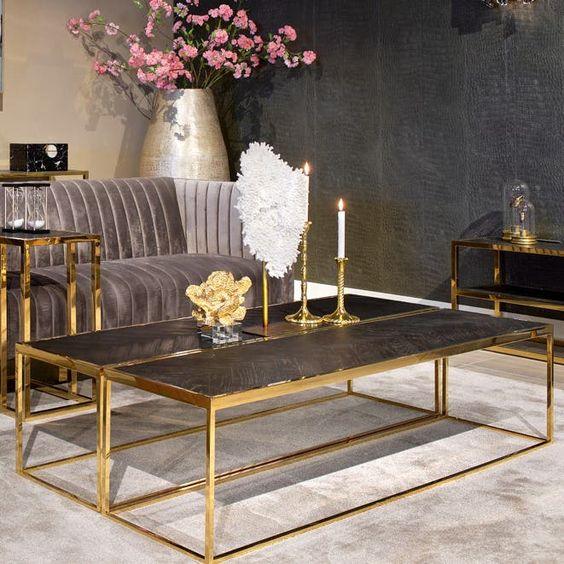 Zestaw stolików kawowych BLACKBONE złoty Richmond Interiors Eye on Design