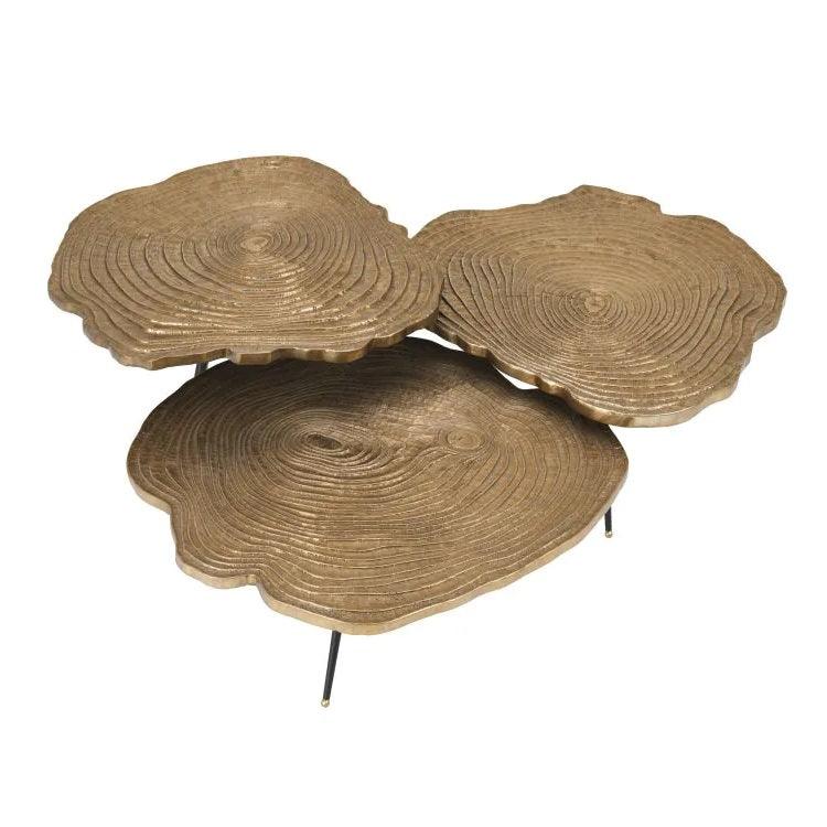 Zestaw stolików kawowych QUERCUS mosiężny Eichholtz Eye on Design