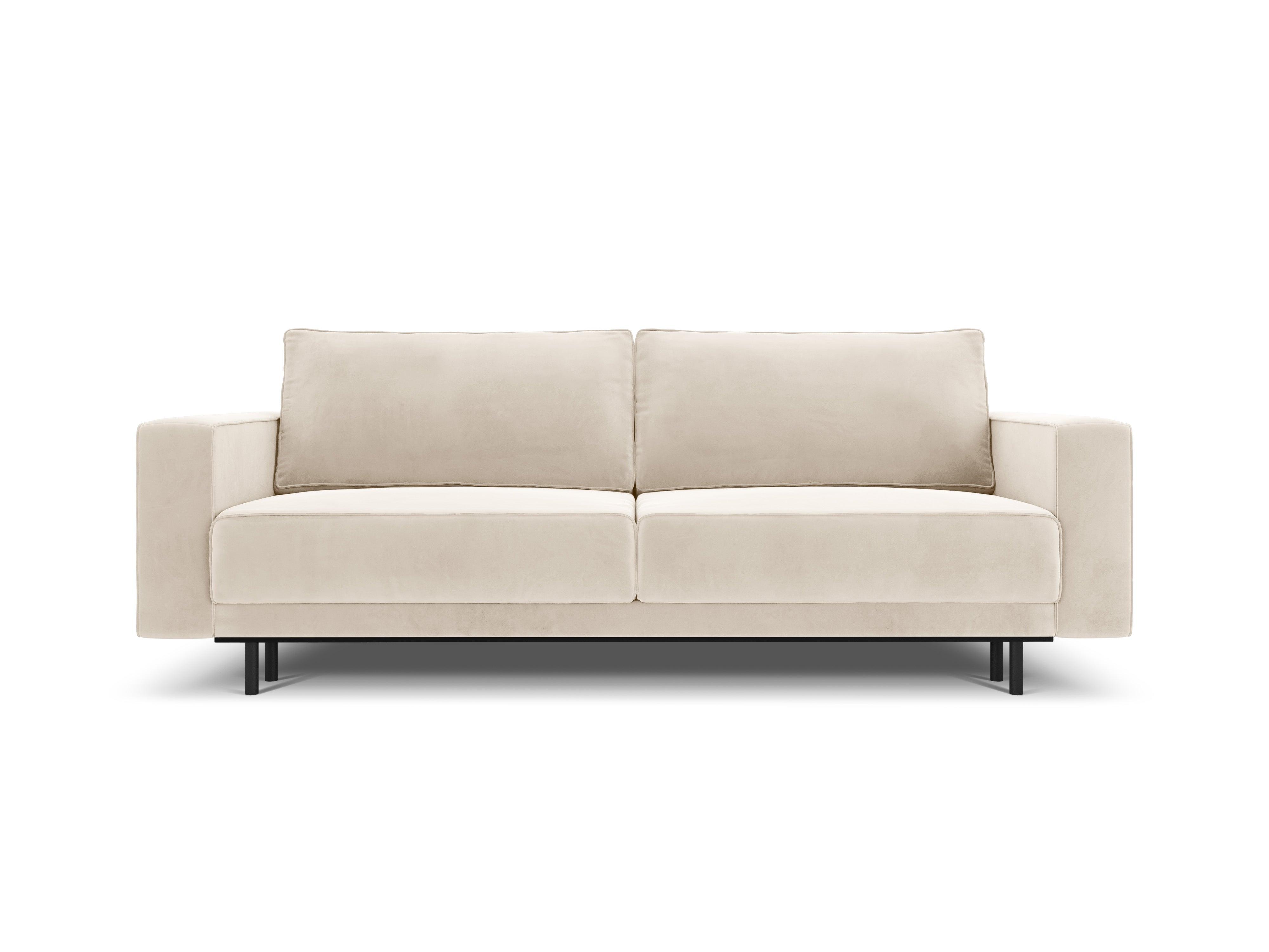 Sofa aksamitna z funkcją spania CARO beżowy Micadoni Eye on Design