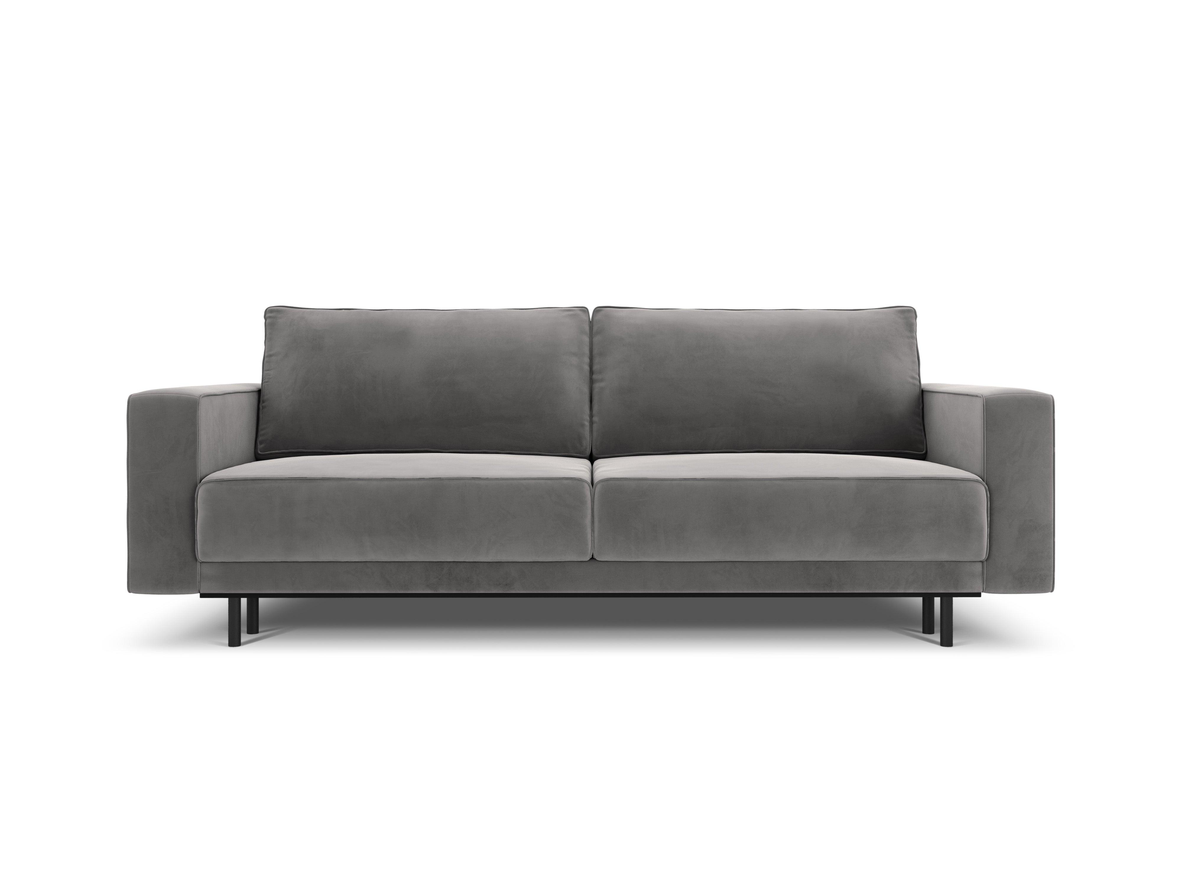 Sofa aksamitna z funkcją spania CARO szary Micadoni Eye on Design