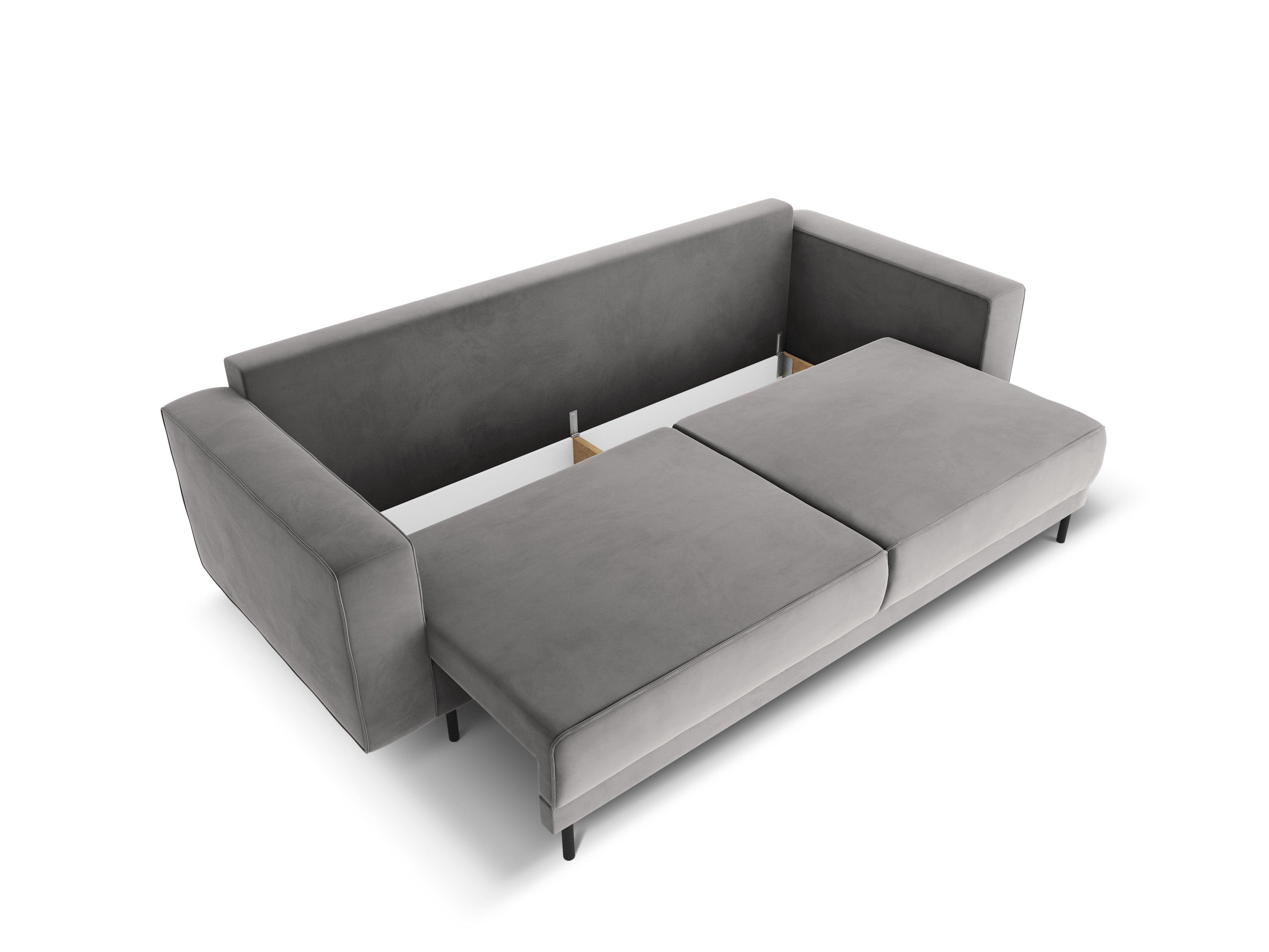 Sofa aksamitna z funkcją spania CARO szary Micadoni Eye on Design