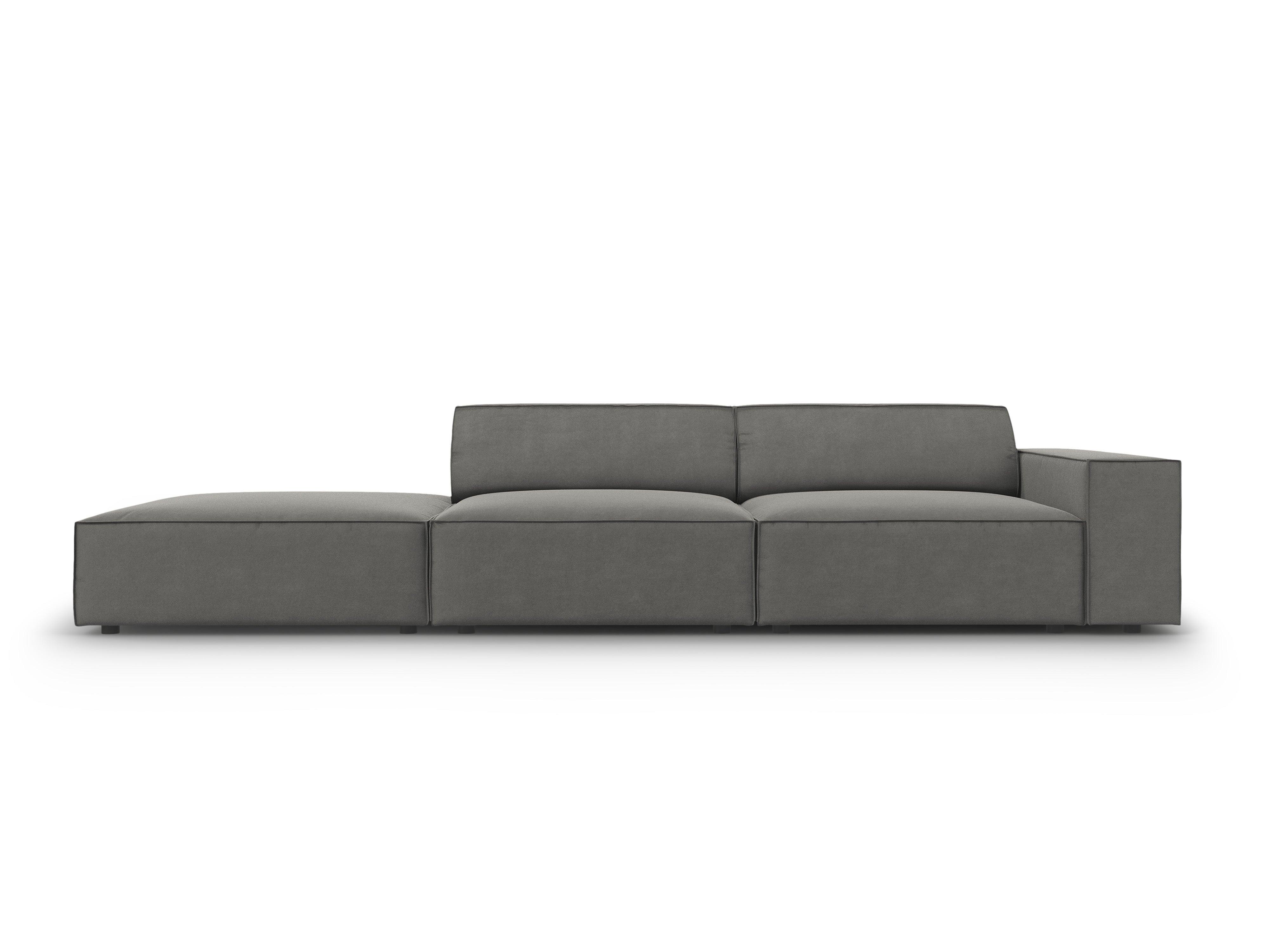 Sofa aksamitna lewostronna 3-osobowa JODIE jasnoszary Micadoni Eye on Design
