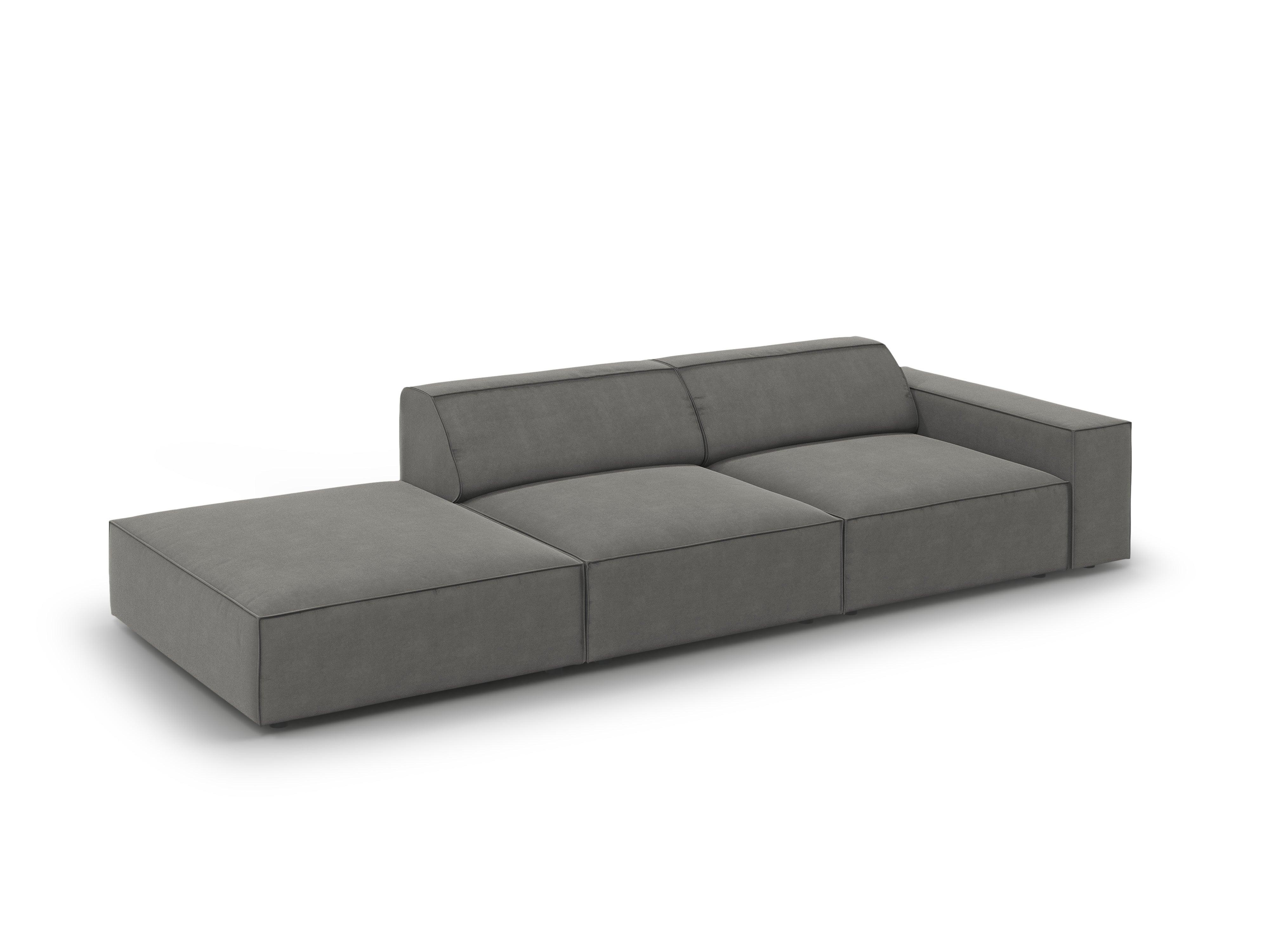 Sofa aksamitna lewostronna 3-osobowa JODIE jasnoszary Micadoni Eye on Design