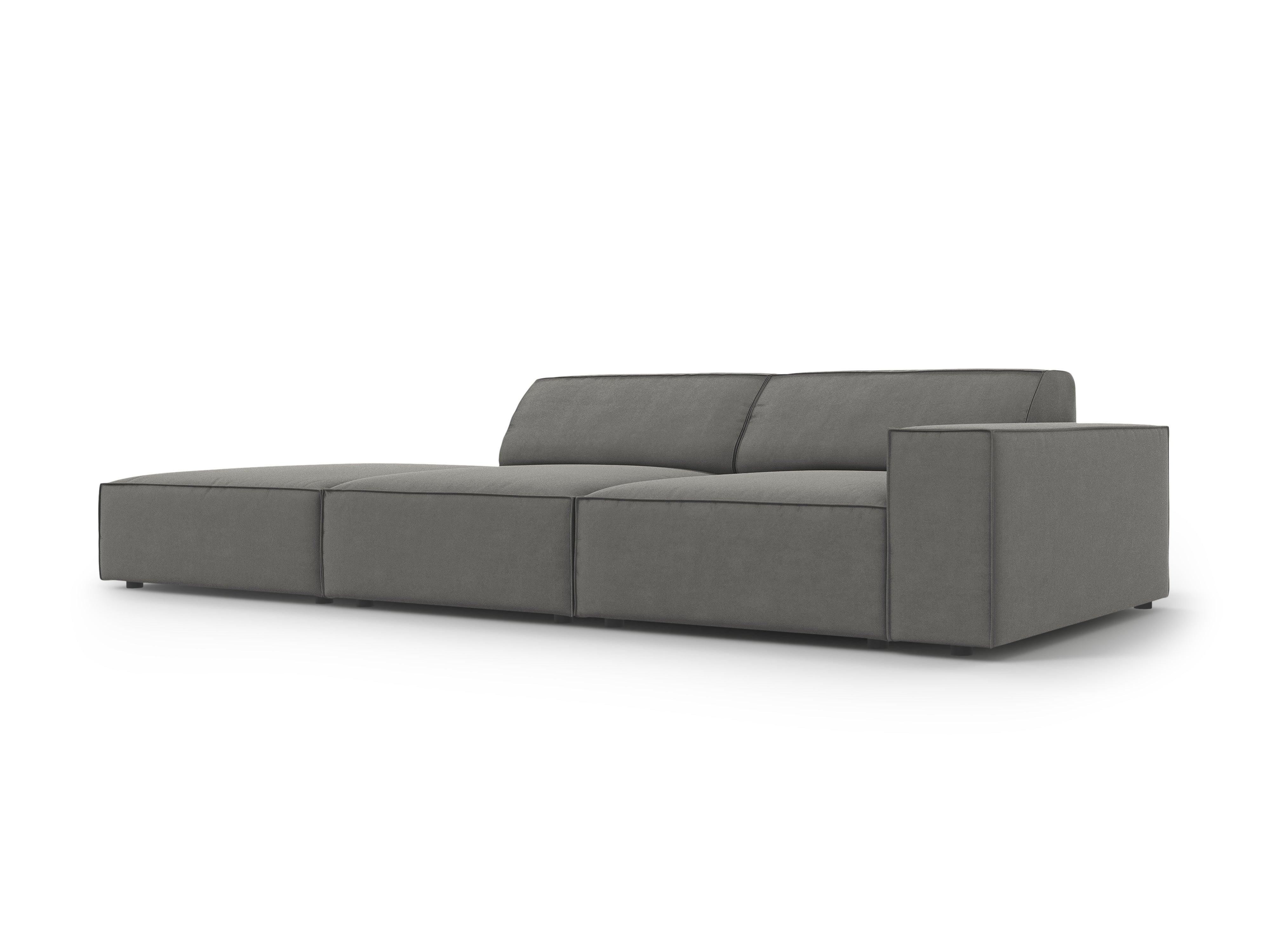 Sofa aksamitna lewostronna 3-osobowa JODIE jasnoszary Micadoni Eye on Design