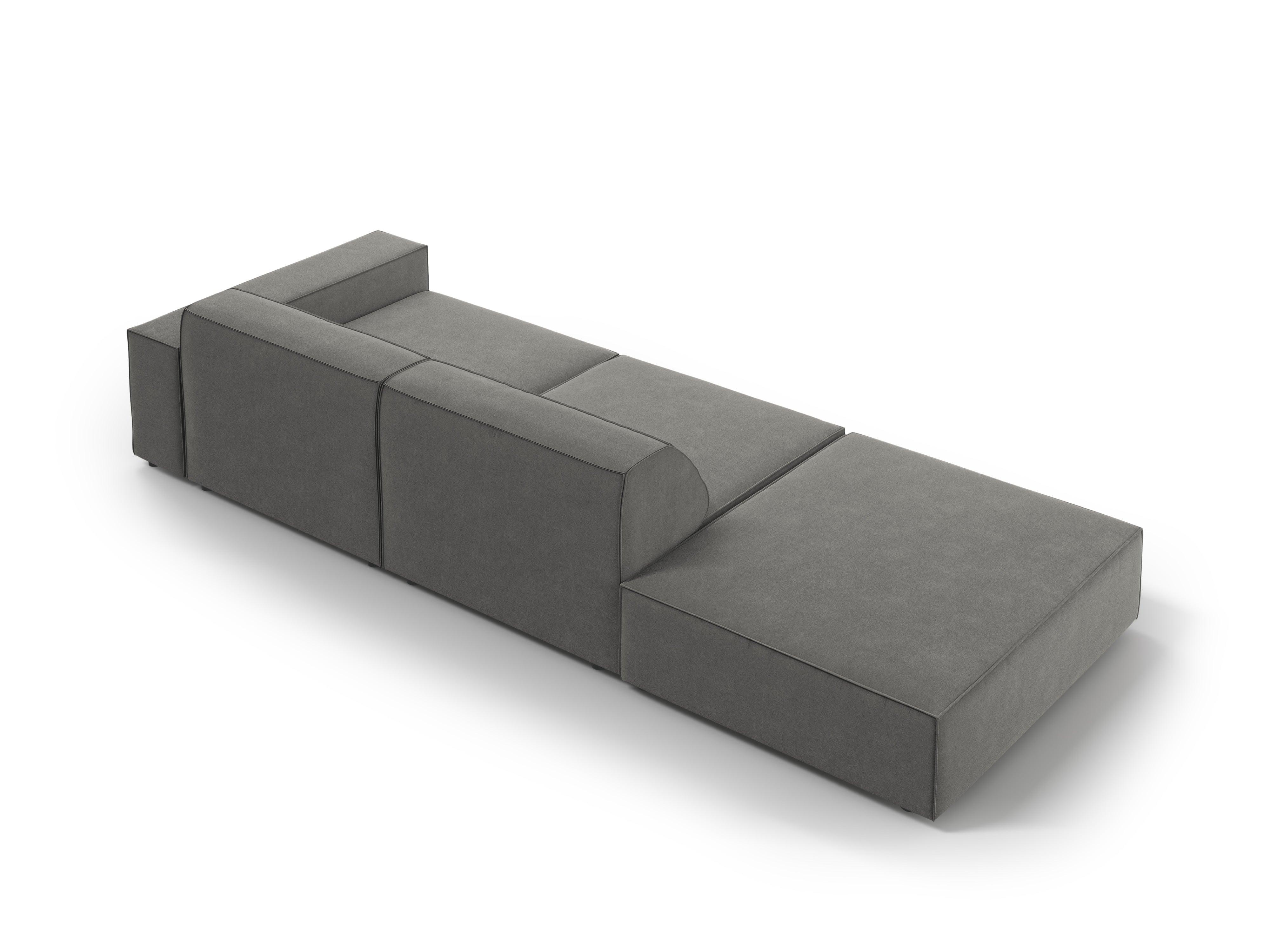 Sofa aksamitna lewostronna 3-osobowa JODIE jasnoszary Micadoni Eye on Design