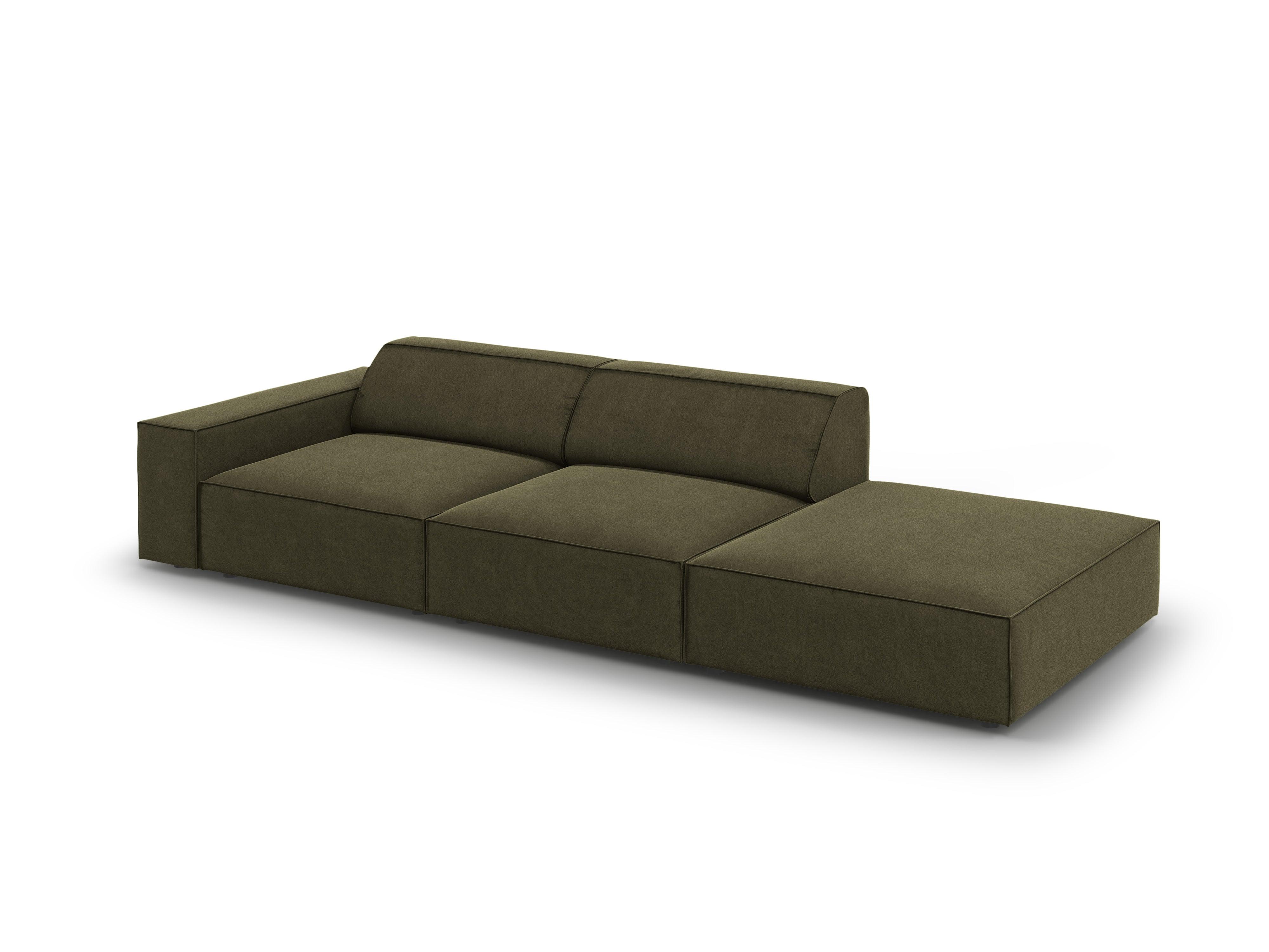 Sofa aksamitna prawostronna 3-osobowa JODIE zielony Micadoni Eye on Design