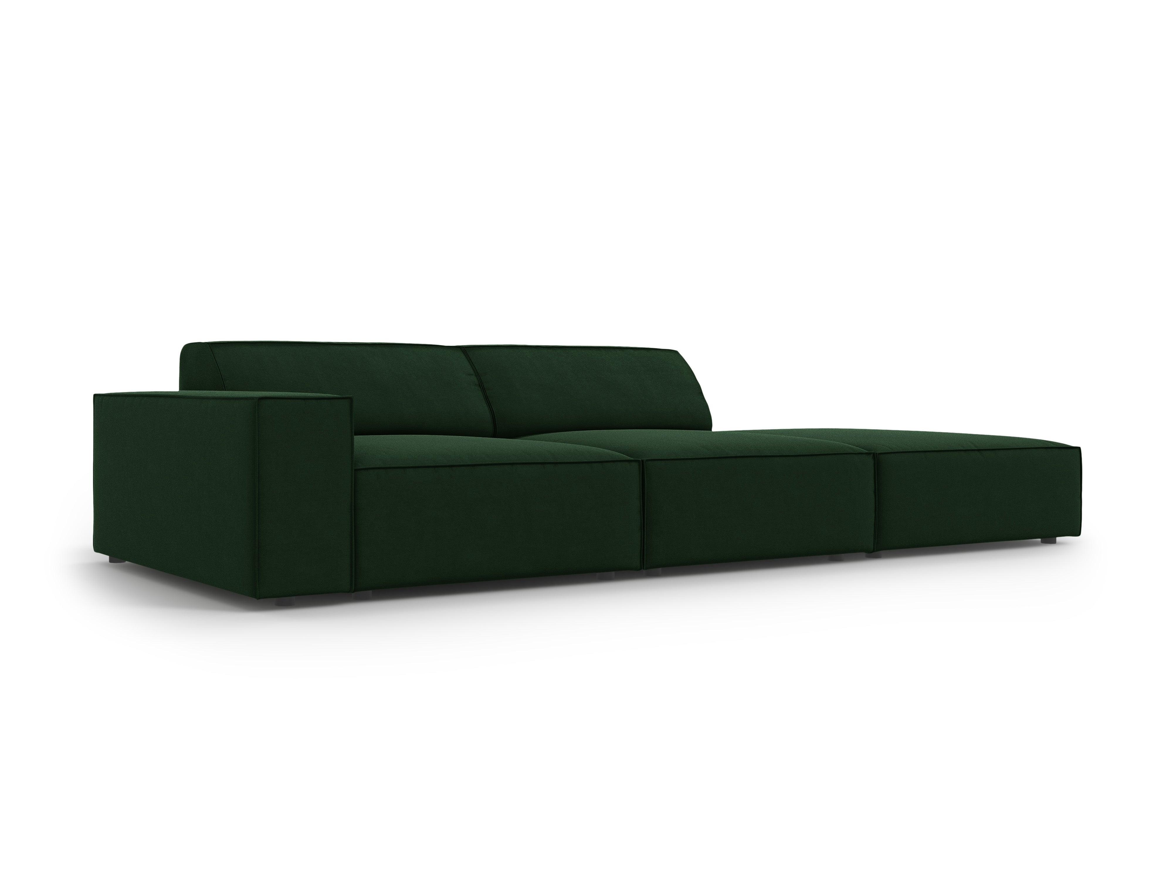 Sofa aksamitna prawostronna 3-osobowa JODIE butelkowa zieleń Micadoni Eye on Design