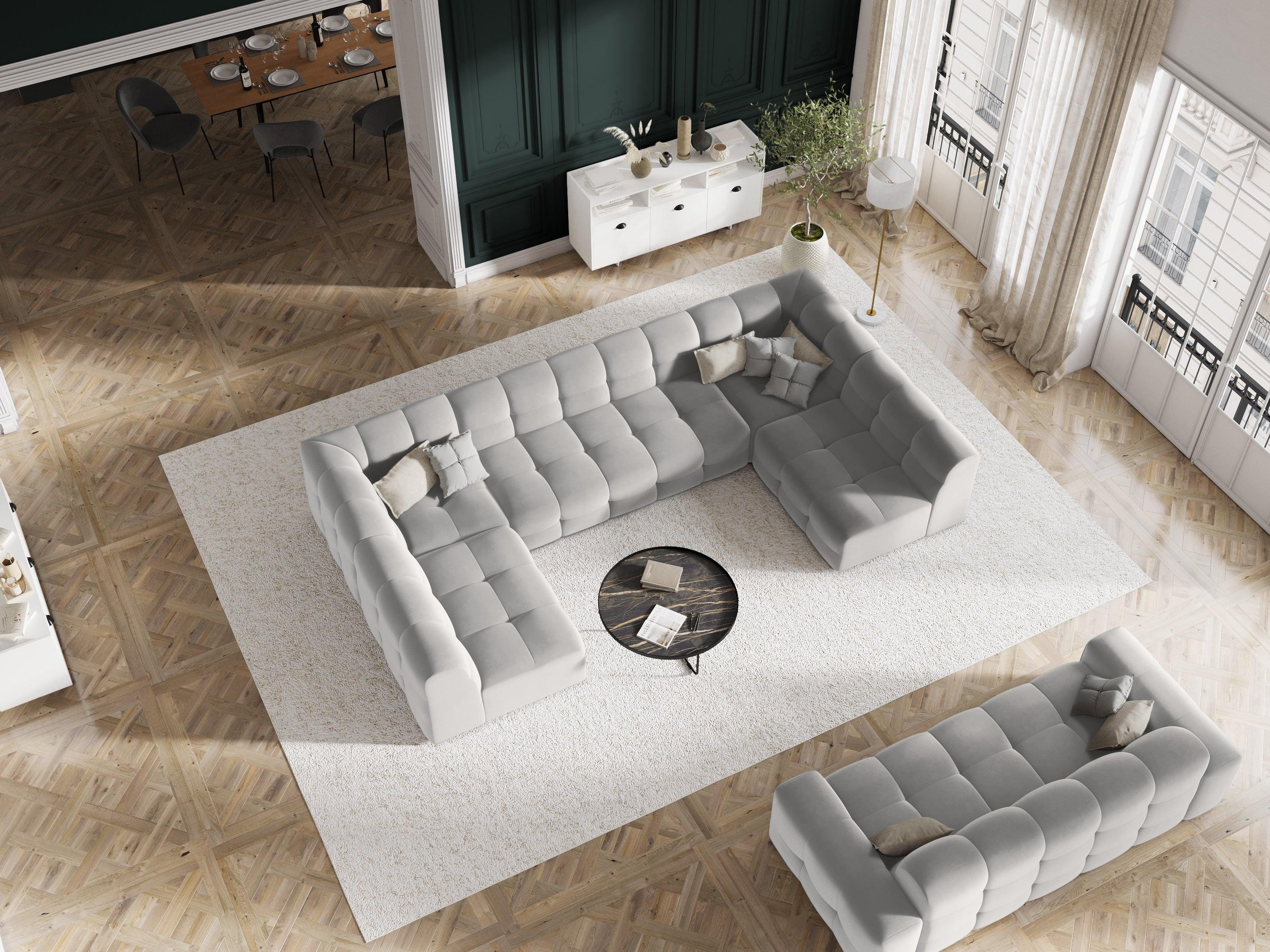 Sofa aksamitna 3-osobowa KENDAL jasnoszary Micadoni Eye on Design
