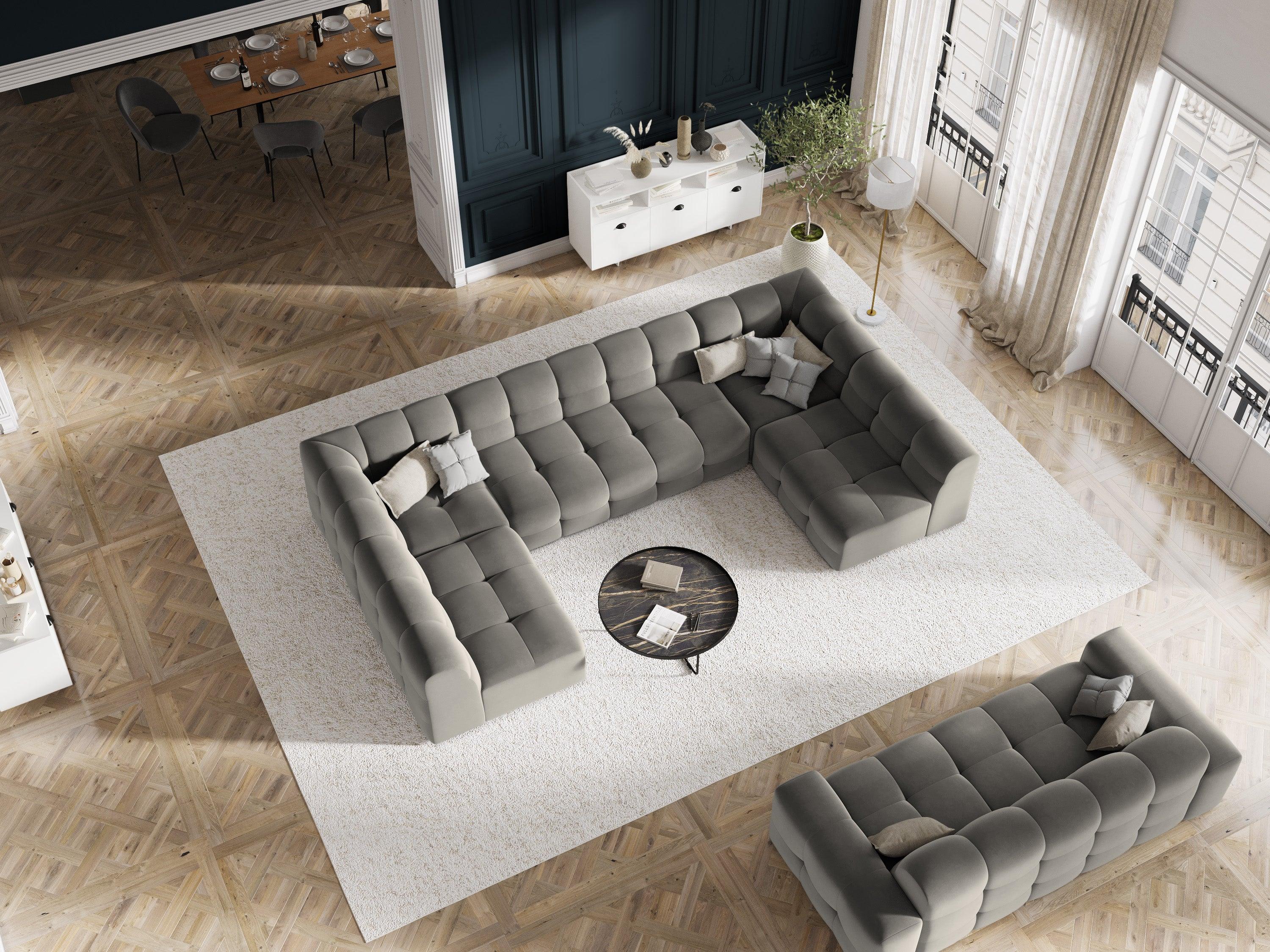 Sofa aksamitna 3-osobowa KENDAL szary Micadoni Eye on Design