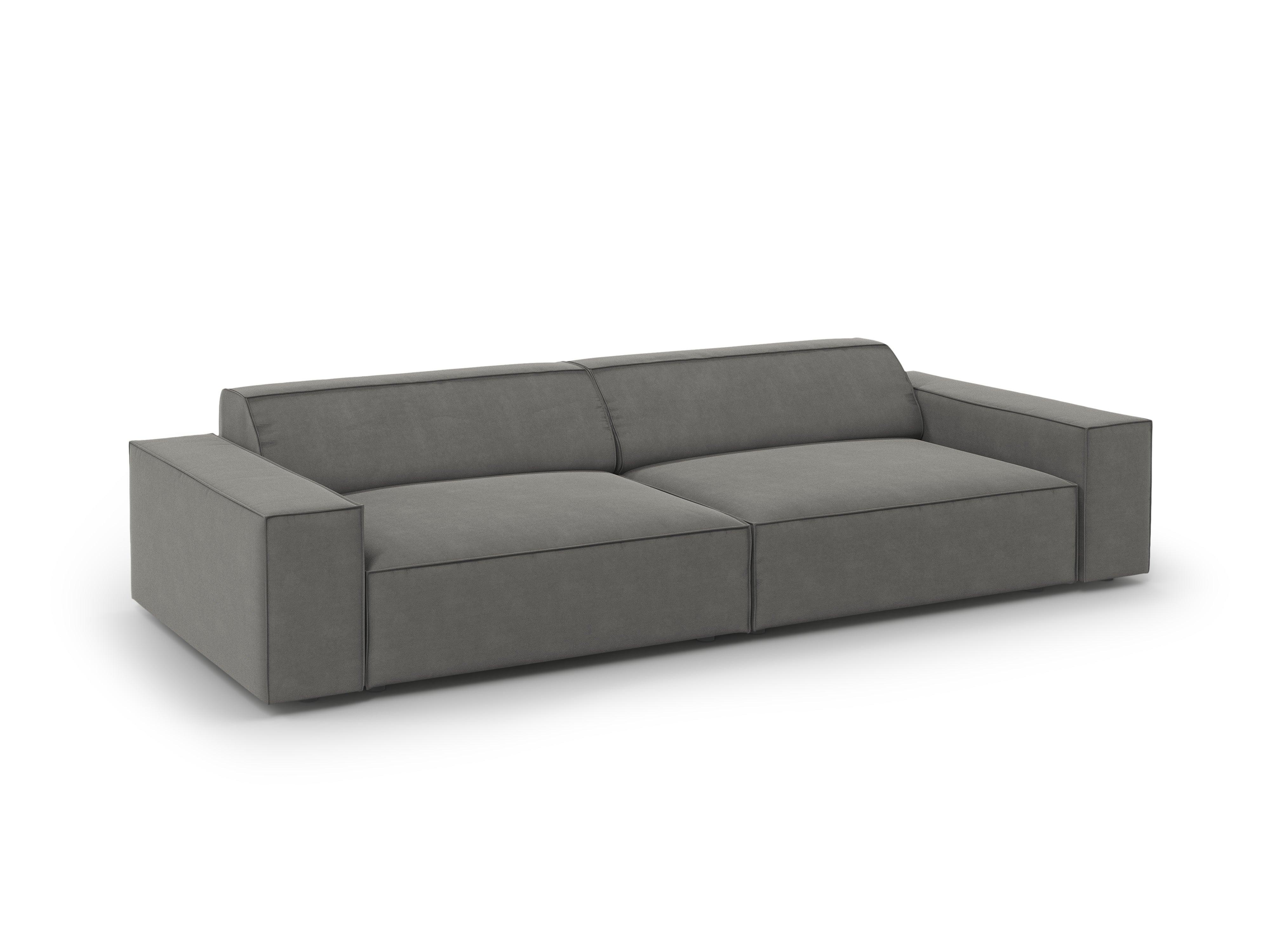 Sofa aksamitna 3-osobowa JODIE jasnoszary Micadoni Eye on Design