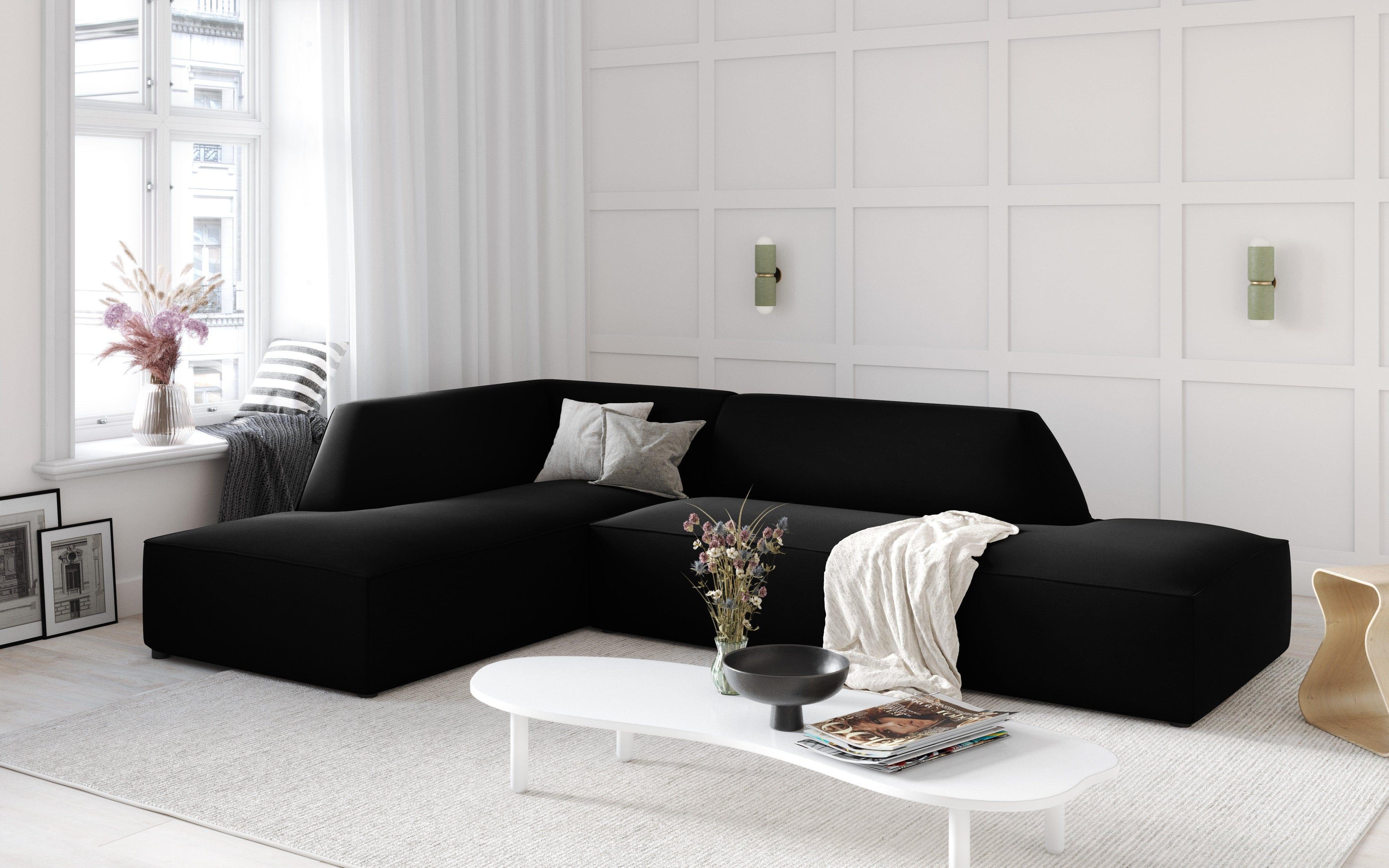 Sofa narożna aksamitna lewostronna RUBY czarny Micadoni Eye on Design