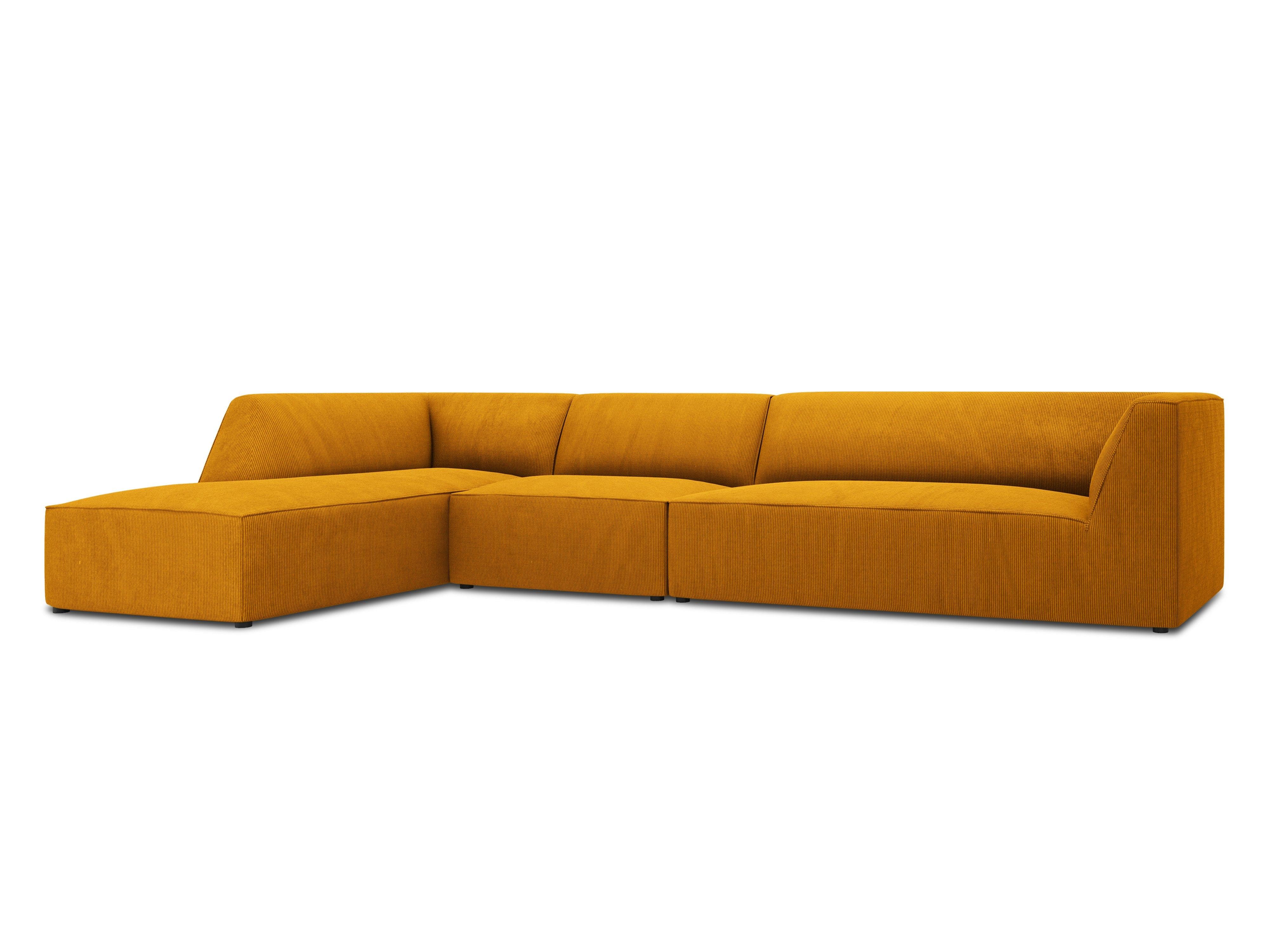 Narożnik sztruksowy 5-osobowy lewostronny RUBY żółty Micadoni Eye on Design