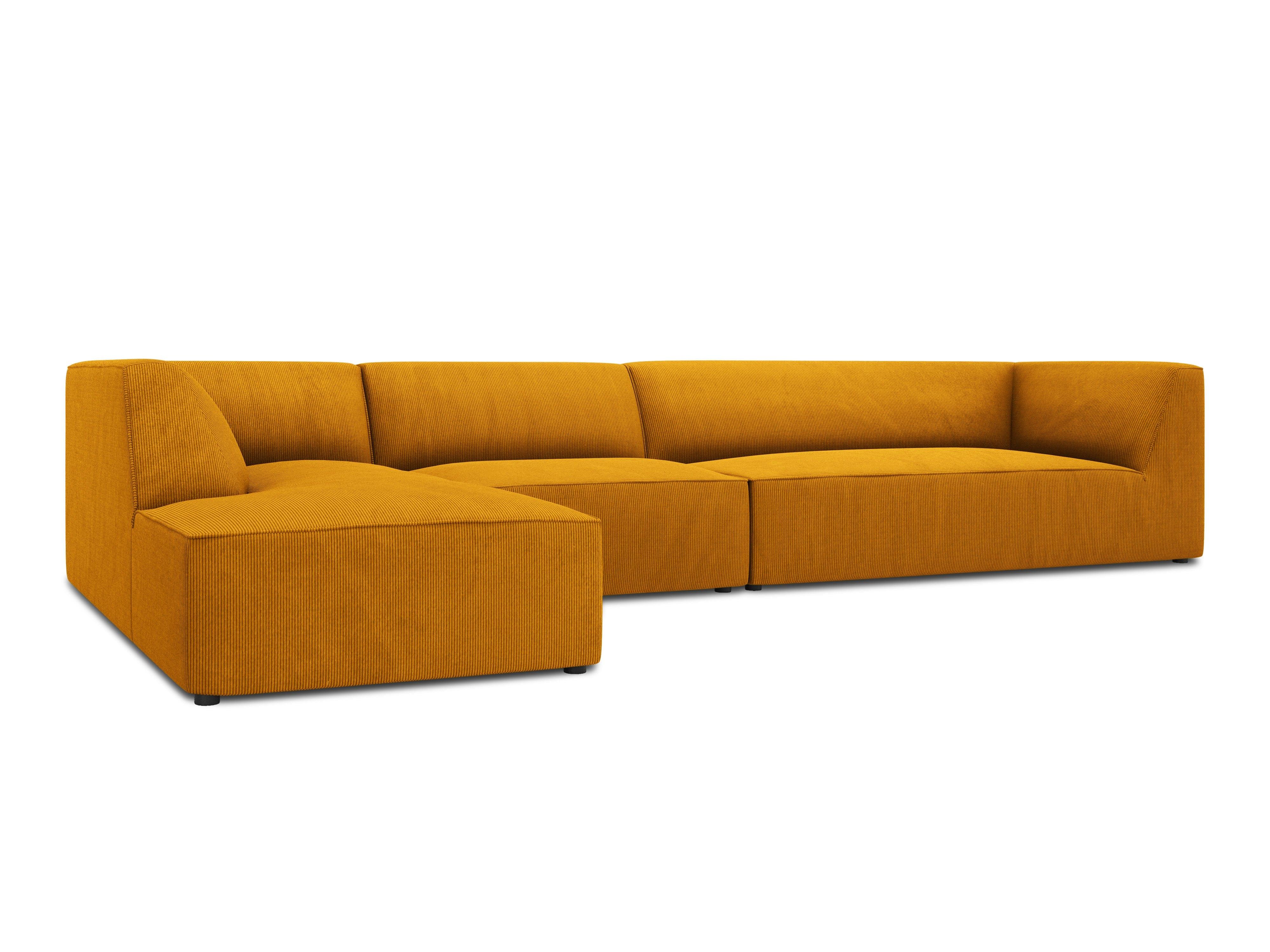 Narożnik sztruksowy 5-osobowy lewostronny RUBY żółty Micadoni Eye on Design