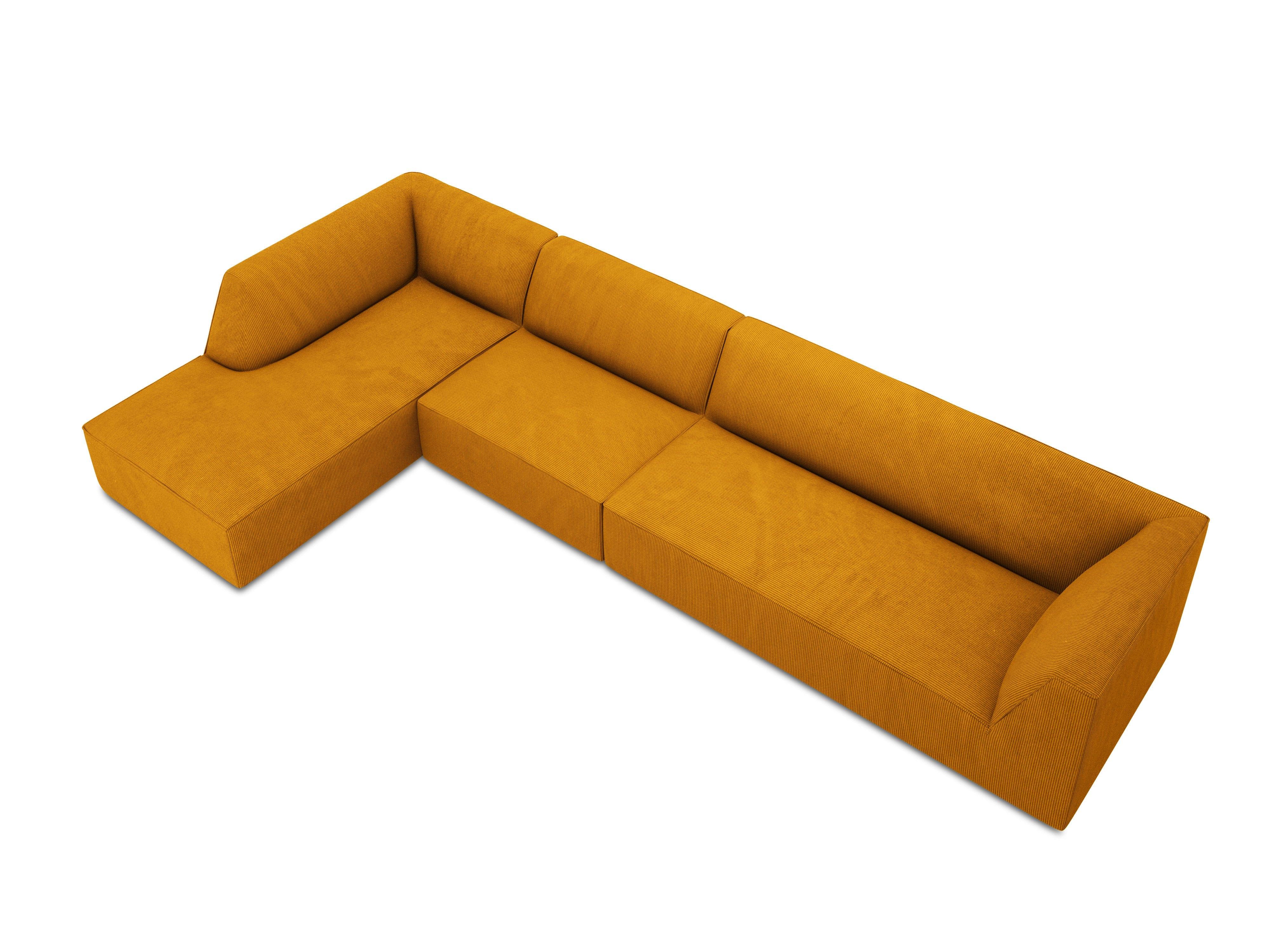 Narożnik sztruksowy 5-osobowy lewostronny RUBY żółty Micadoni Eye on Design