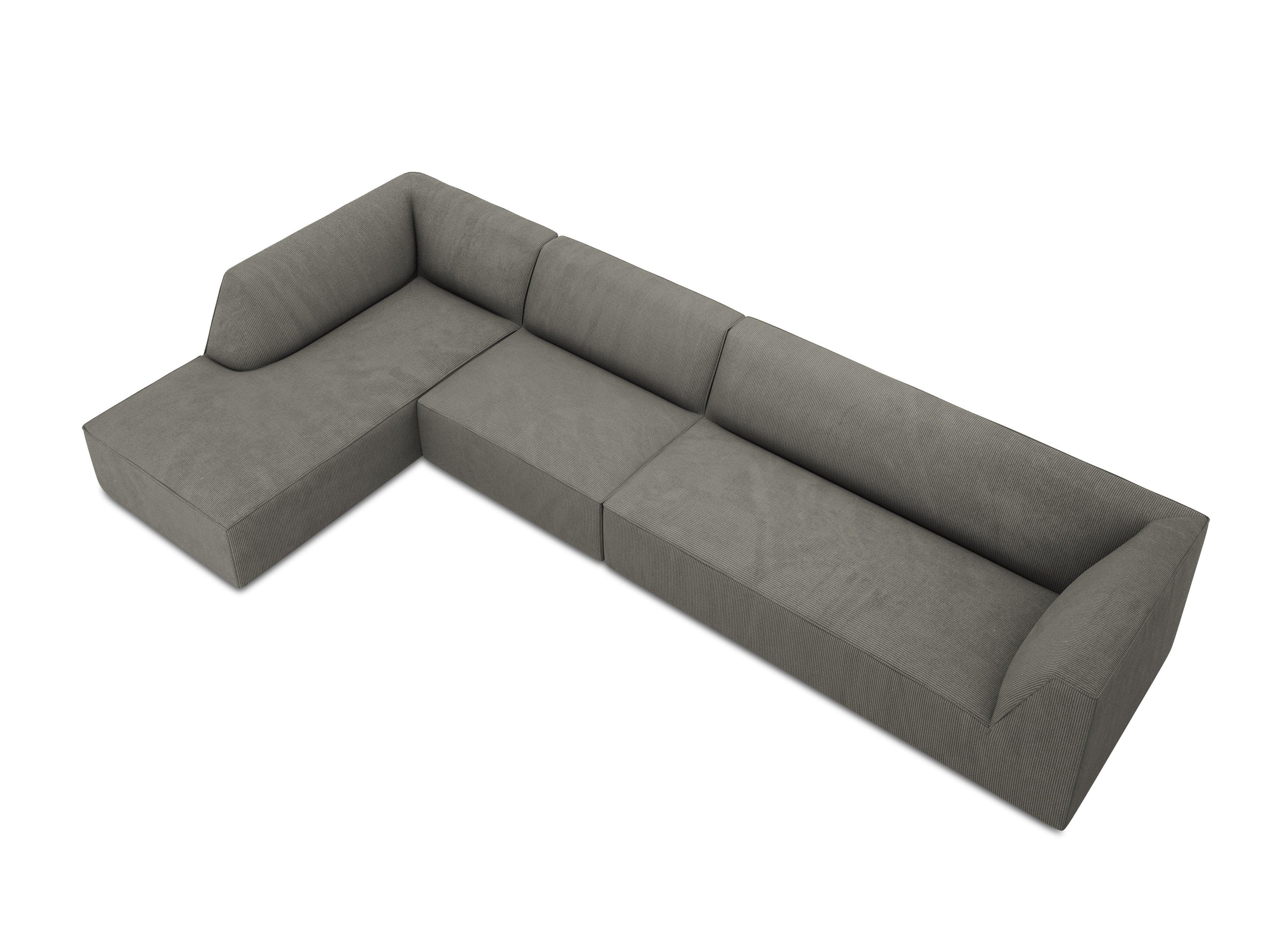 Narożnik sztruksowy 5-osobowy lewostronny RUBY jasnoszary Micadoni Eye on Design