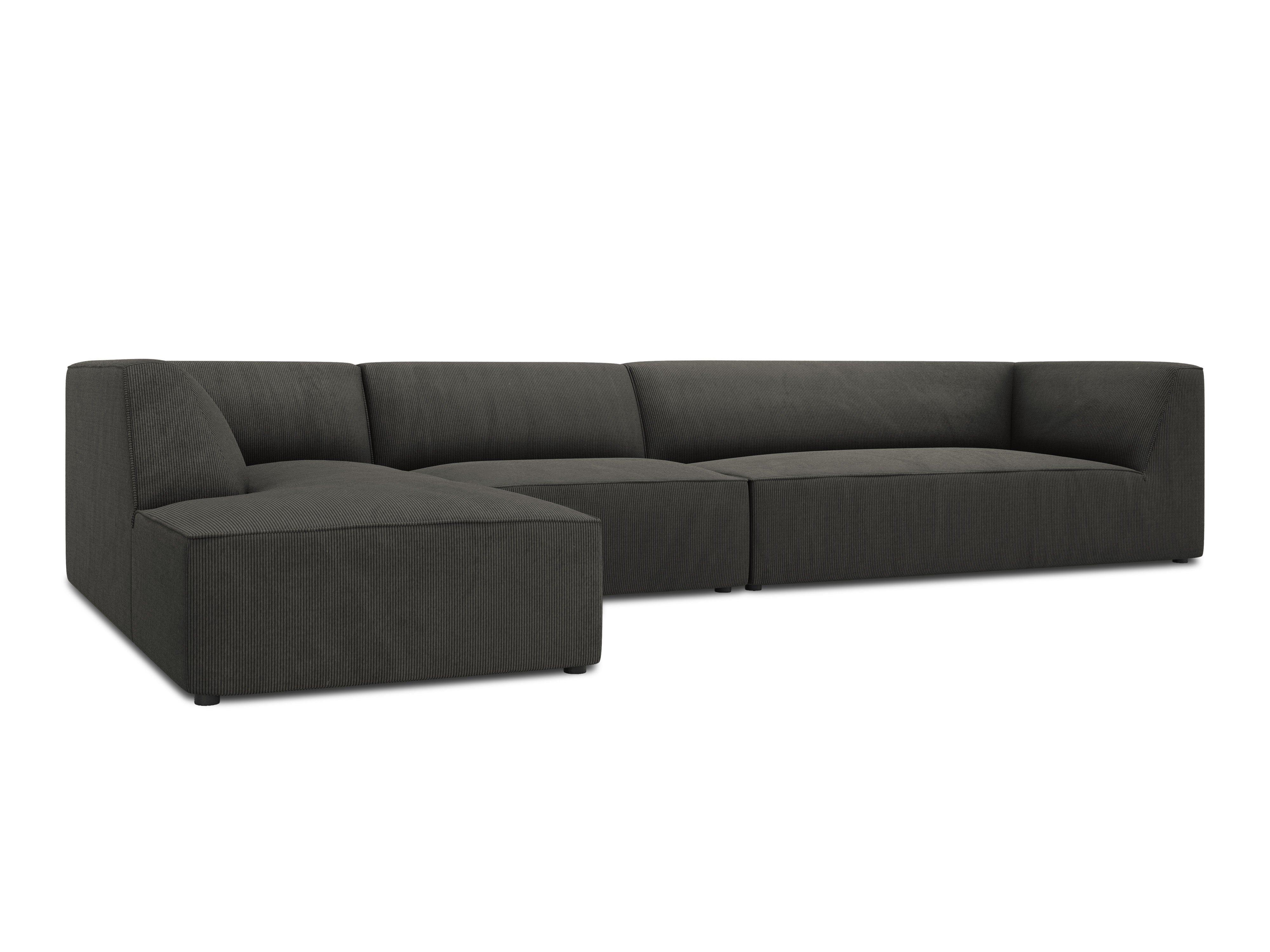 Narożnik sztruksowy 5-osobowy lewostronny RUBY ciemnoszary Micadoni Eye on Design