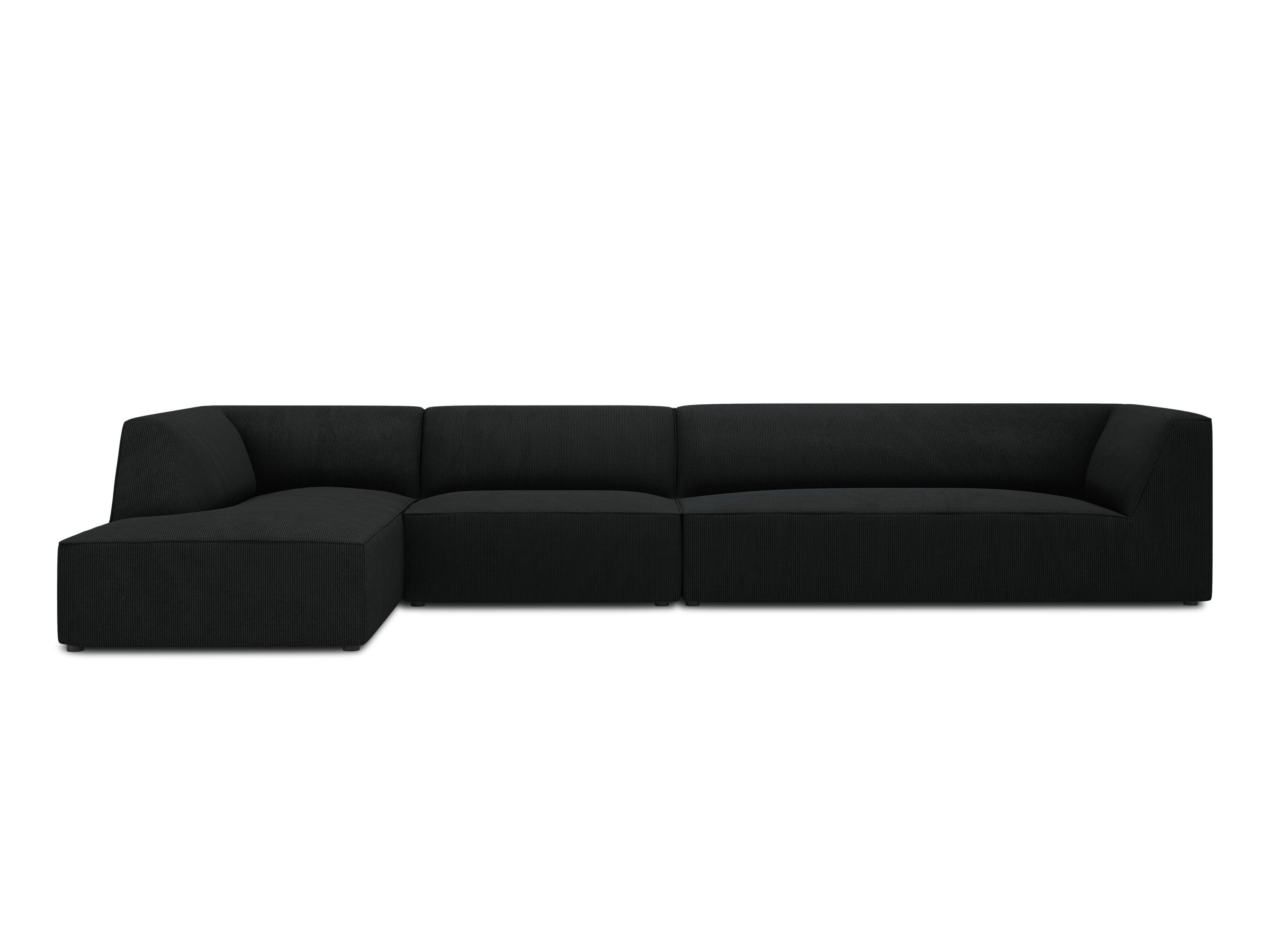 Narożnik sztruksowy 5-osobowy lewostronny RUBY czarny Micadoni Eye on Design