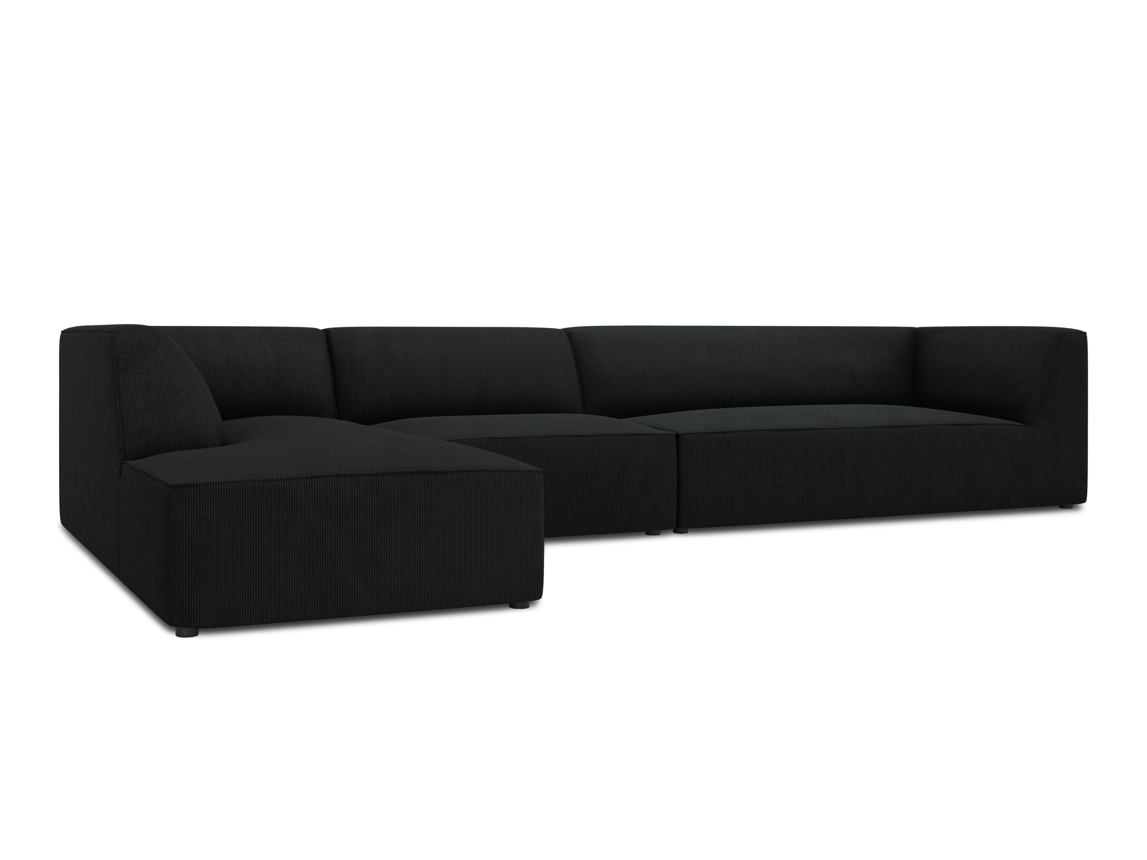 Narożnik sztruksowy 5-osobowy lewostronny RUBY czarny Micadoni Eye on Design