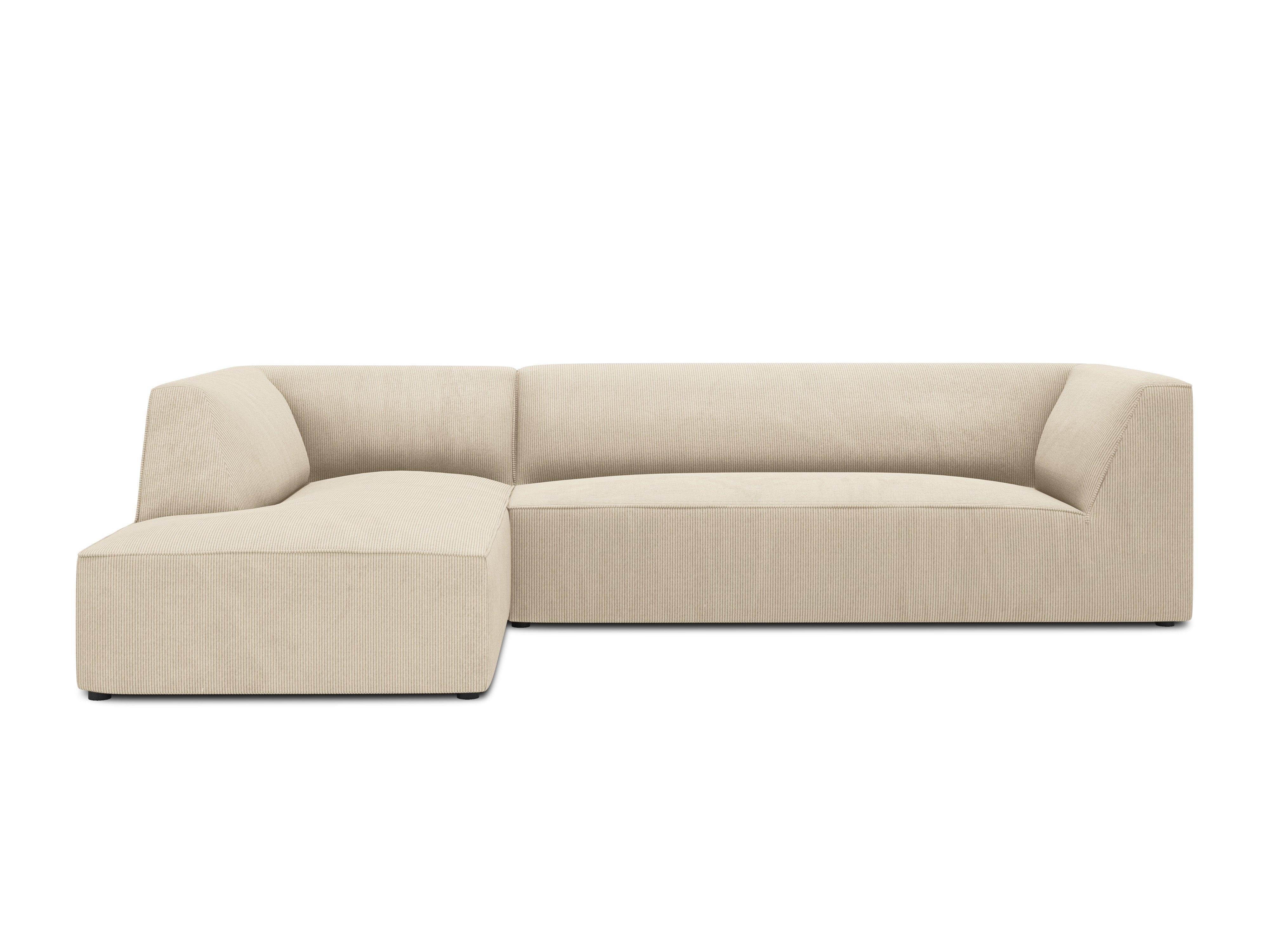 Narożnik sztruksowy 4-osobowy lewostronny RUBY beżowy Micadoni Eye on Design