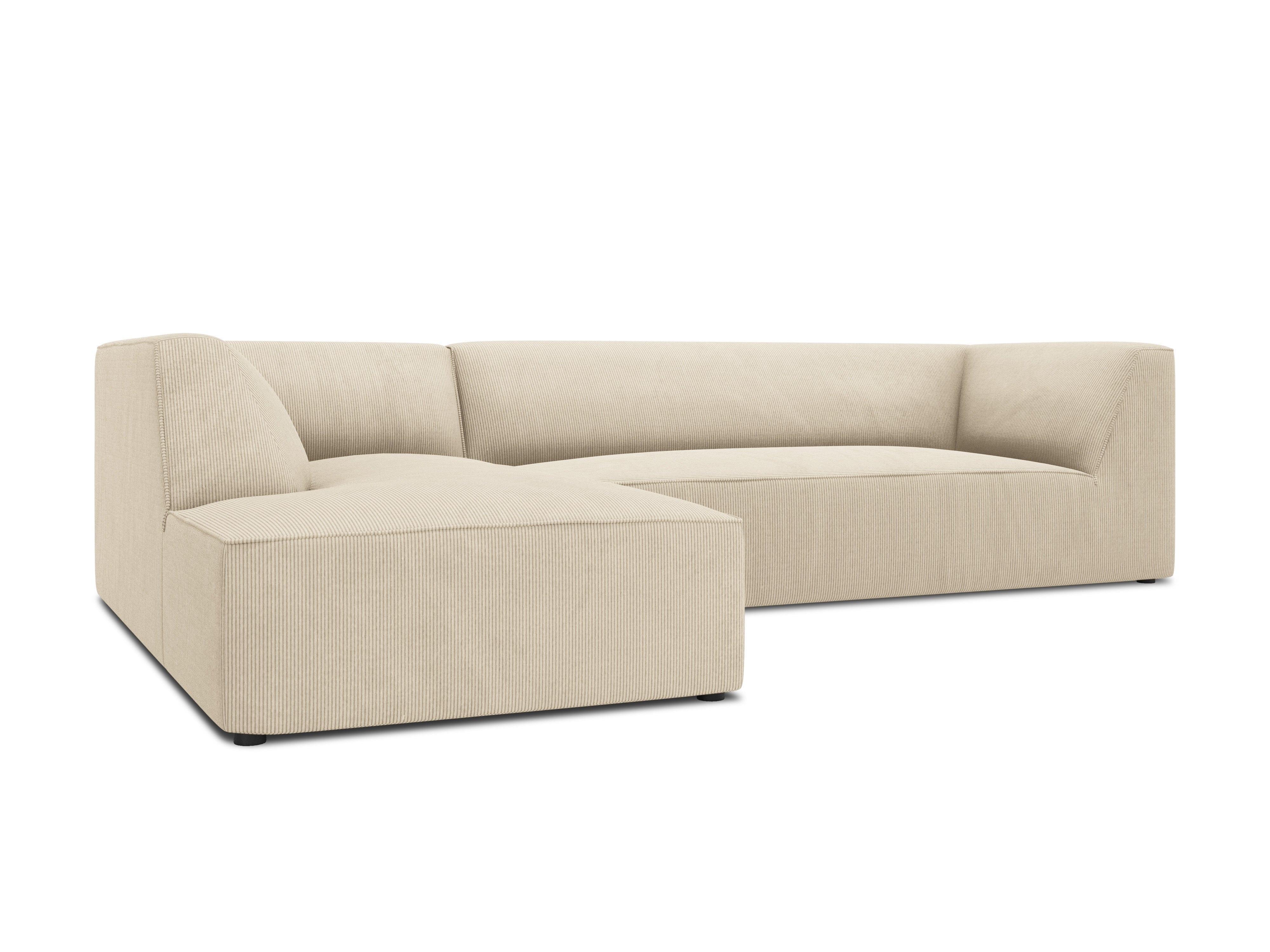 Narożnik sztruksowy 4-osobowy lewostronny RUBY beżowy Micadoni Eye on Design
