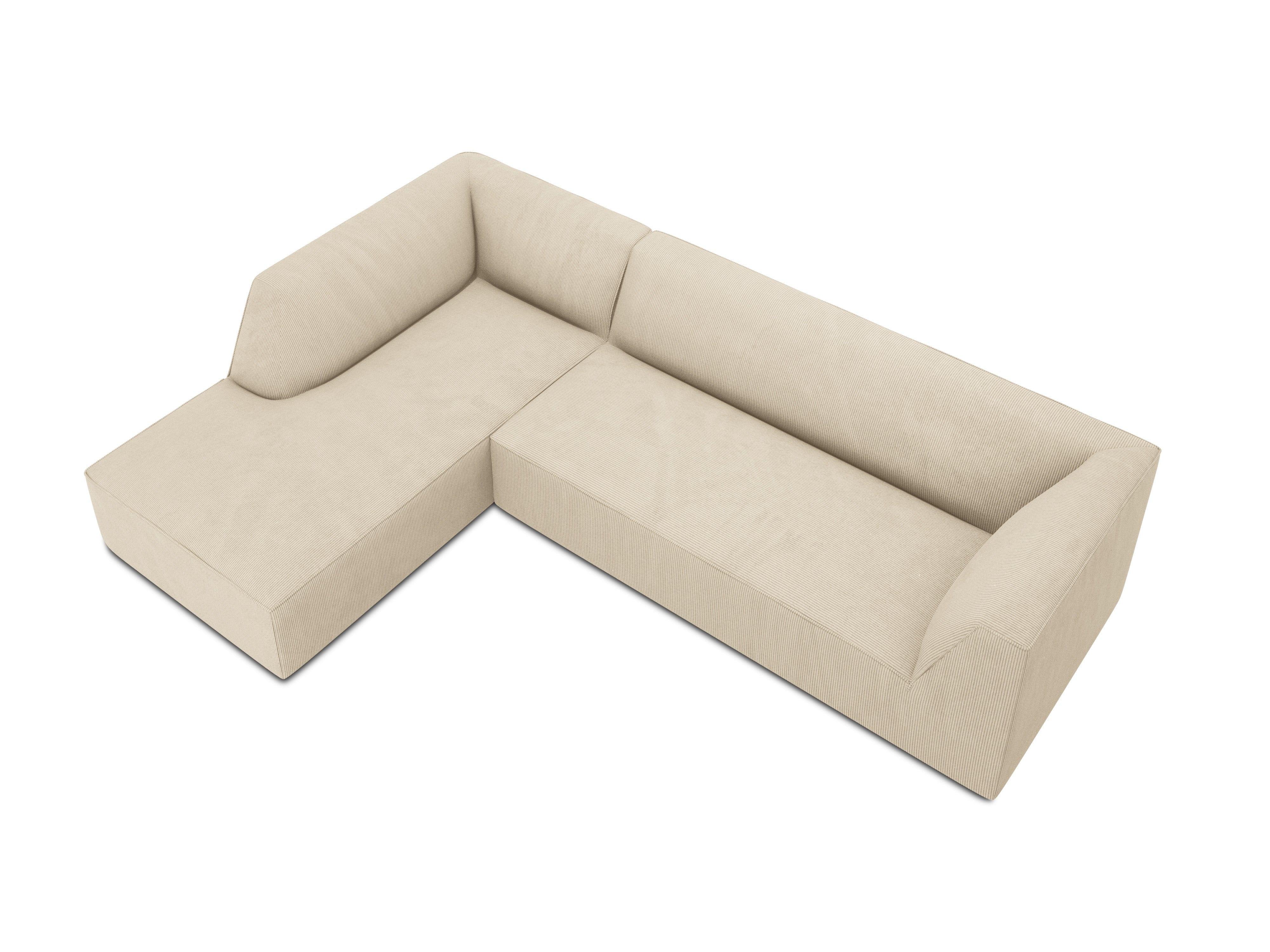 Narożnik sztruksowy 4-osobowy lewostronny RUBY beżowy Micadoni Eye on Design