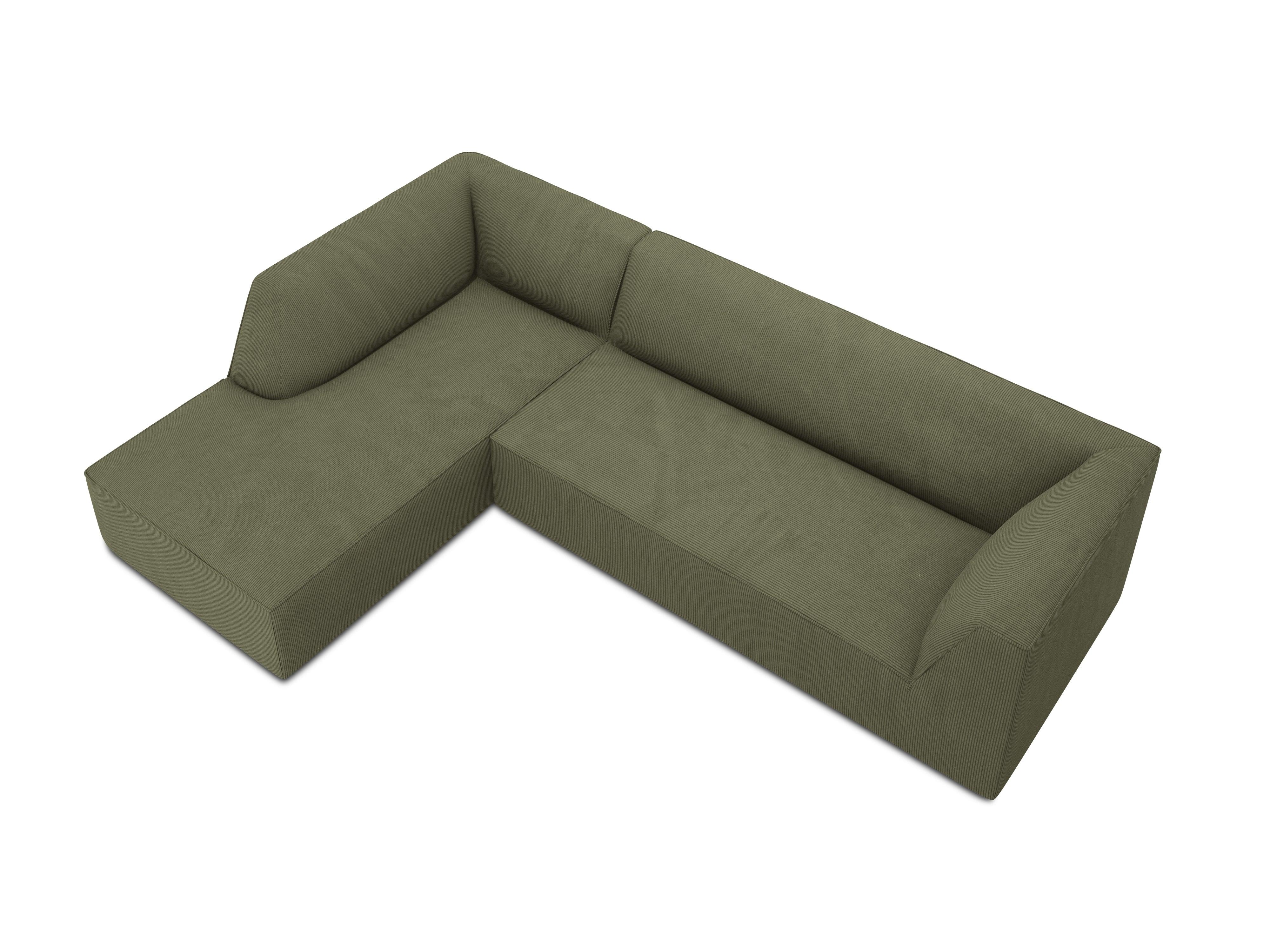 Narożnik sztruksowy 4-osobowy lewostronny RUBY zielony Micadoni Eye on Design