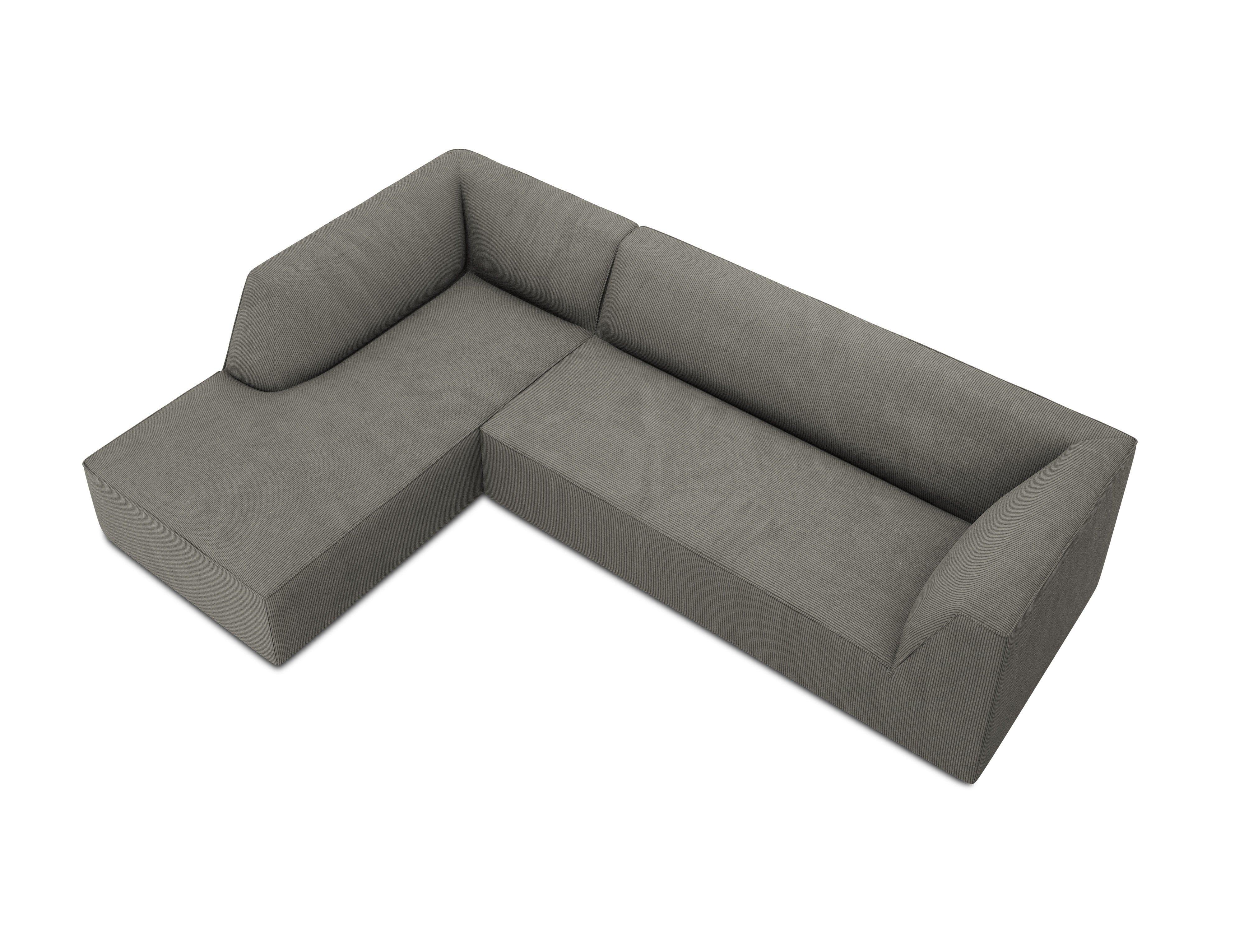 Narożnik sztruksowy 4-osobowy lewostronny RUBY jasnoszary Micadoni Eye on Design