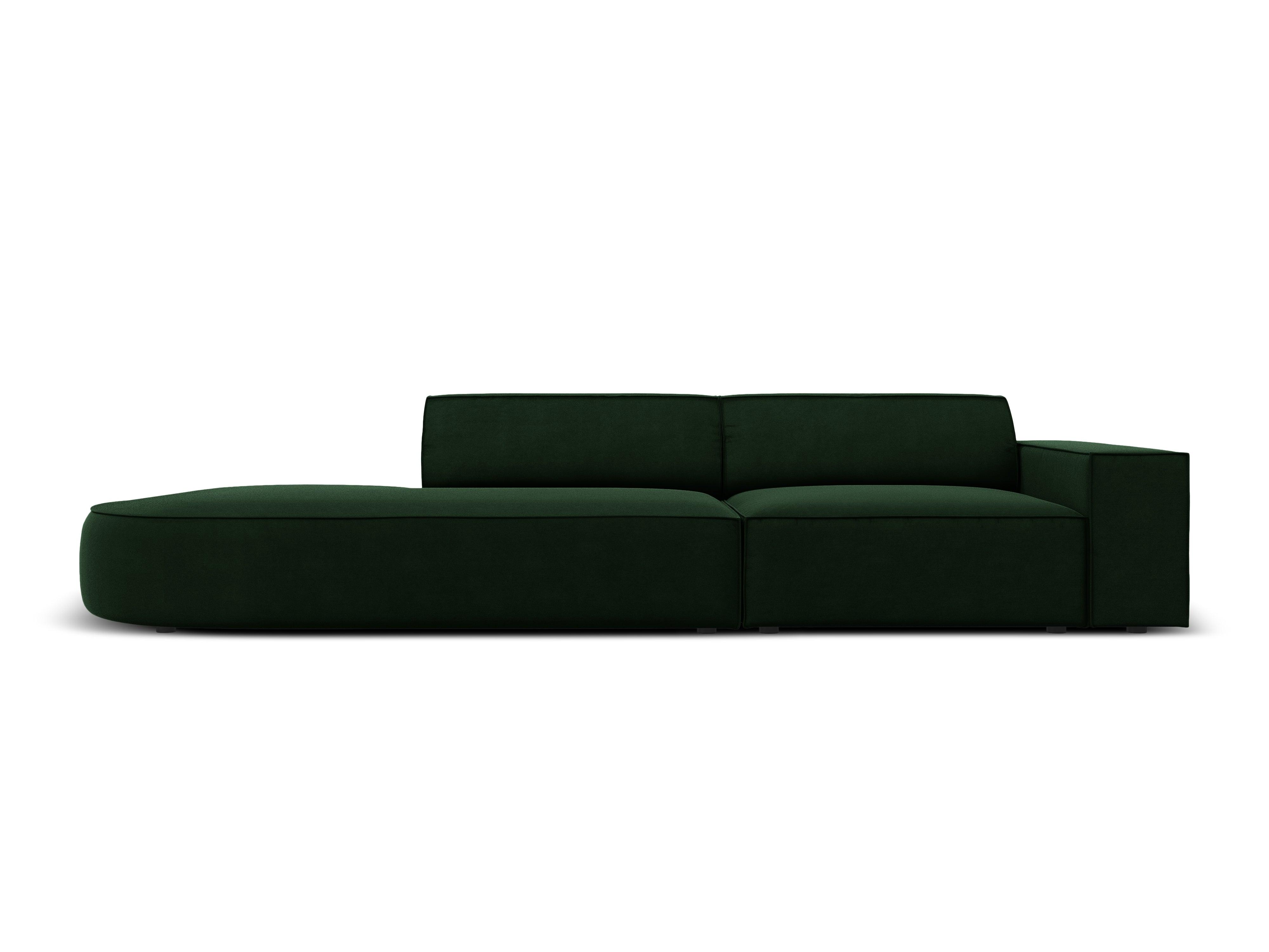 Sofa aksamitna lewostronna okrągła 3-osobowa JODIE butelkowa zieleń Micadoni Eye on Design