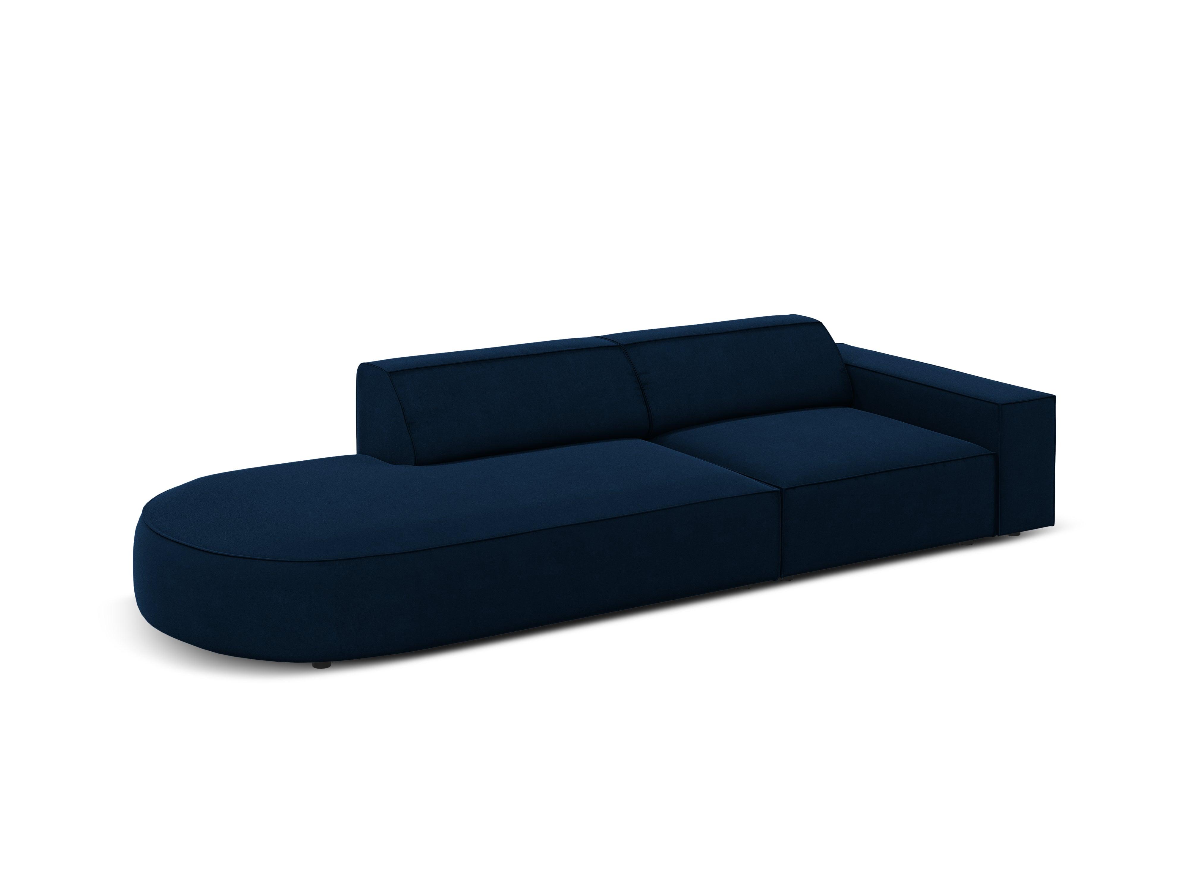 Sofa aksamitna lewostronna okrągła 3-osobowa JODIE granat królewski Micadoni Eye on Design