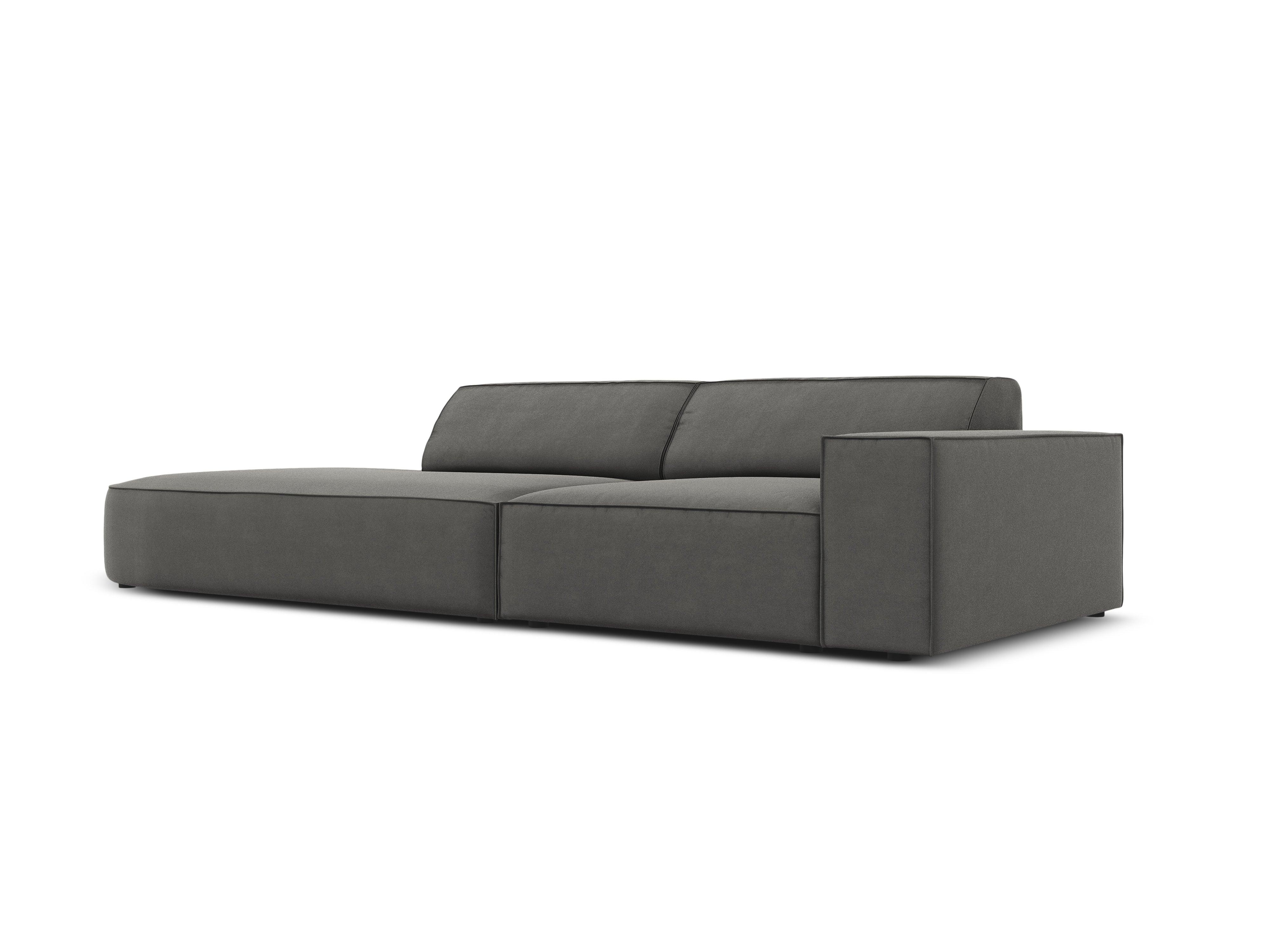 Sofa aksamitna lewostronna okrągła 3-osobowa JODIE jasnoszary Micadoni Eye on Design