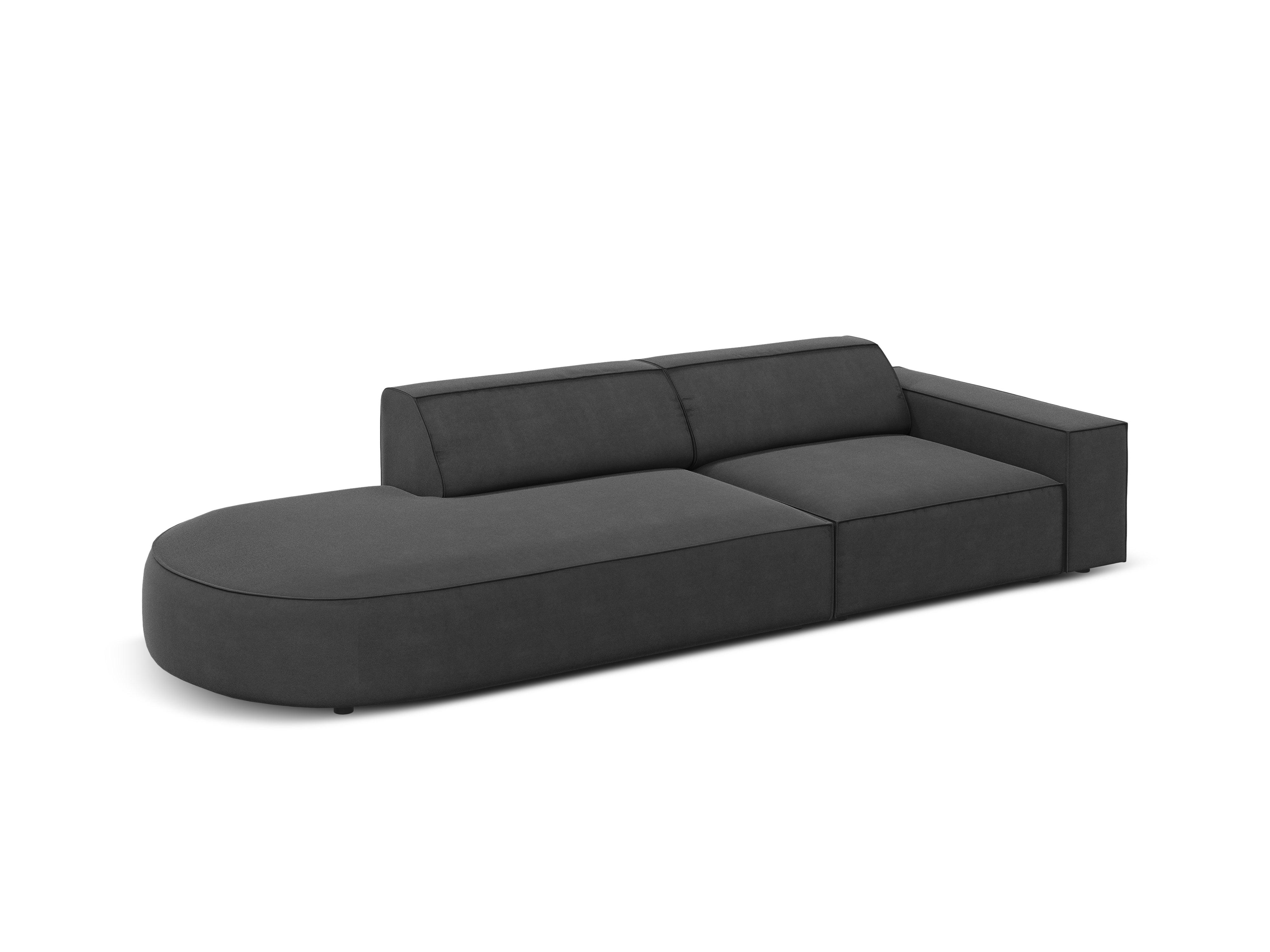 Sofa aksamitna lewostronna okrągła 3-osobowa JODIE ciemnoszary Micadoni Eye on Design
