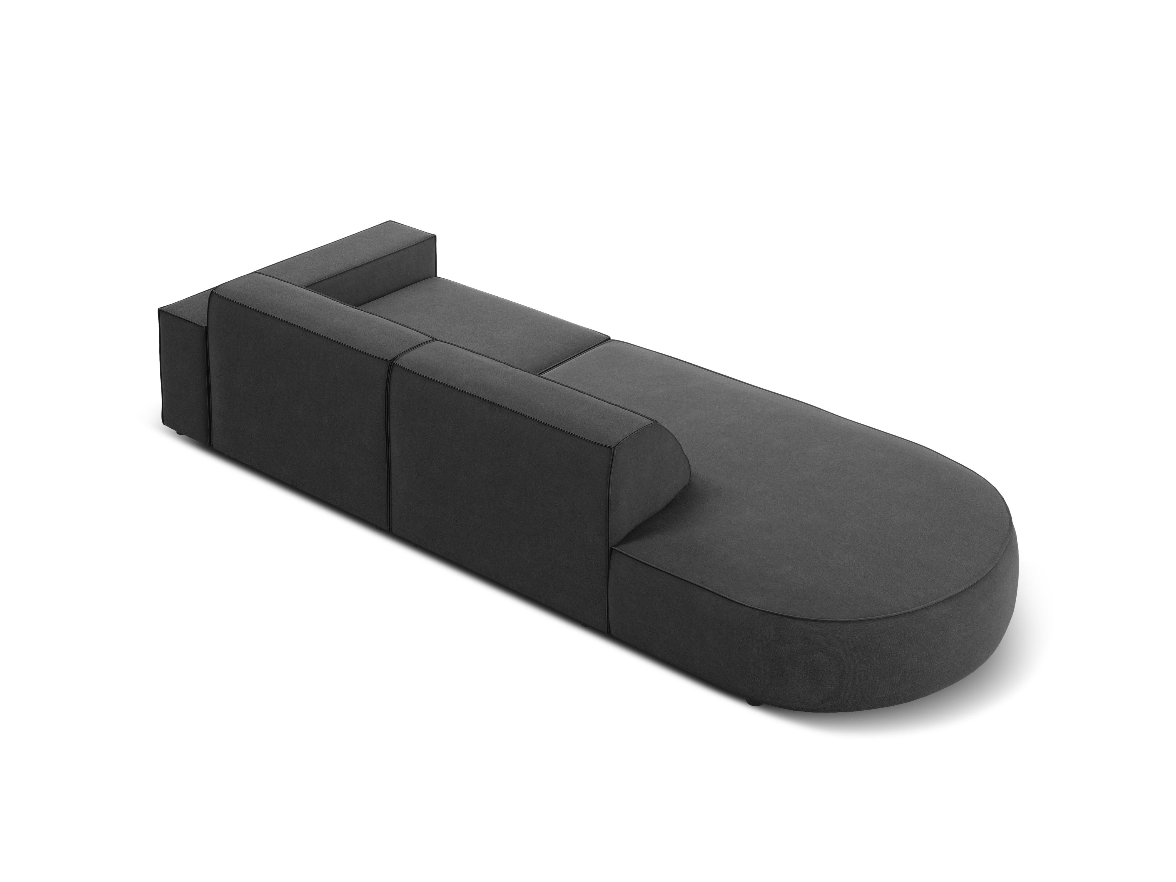 Sofa aksamitna lewostronna okrągła 3-osobowa JODIE ciemnoszary Micadoni Eye on Design