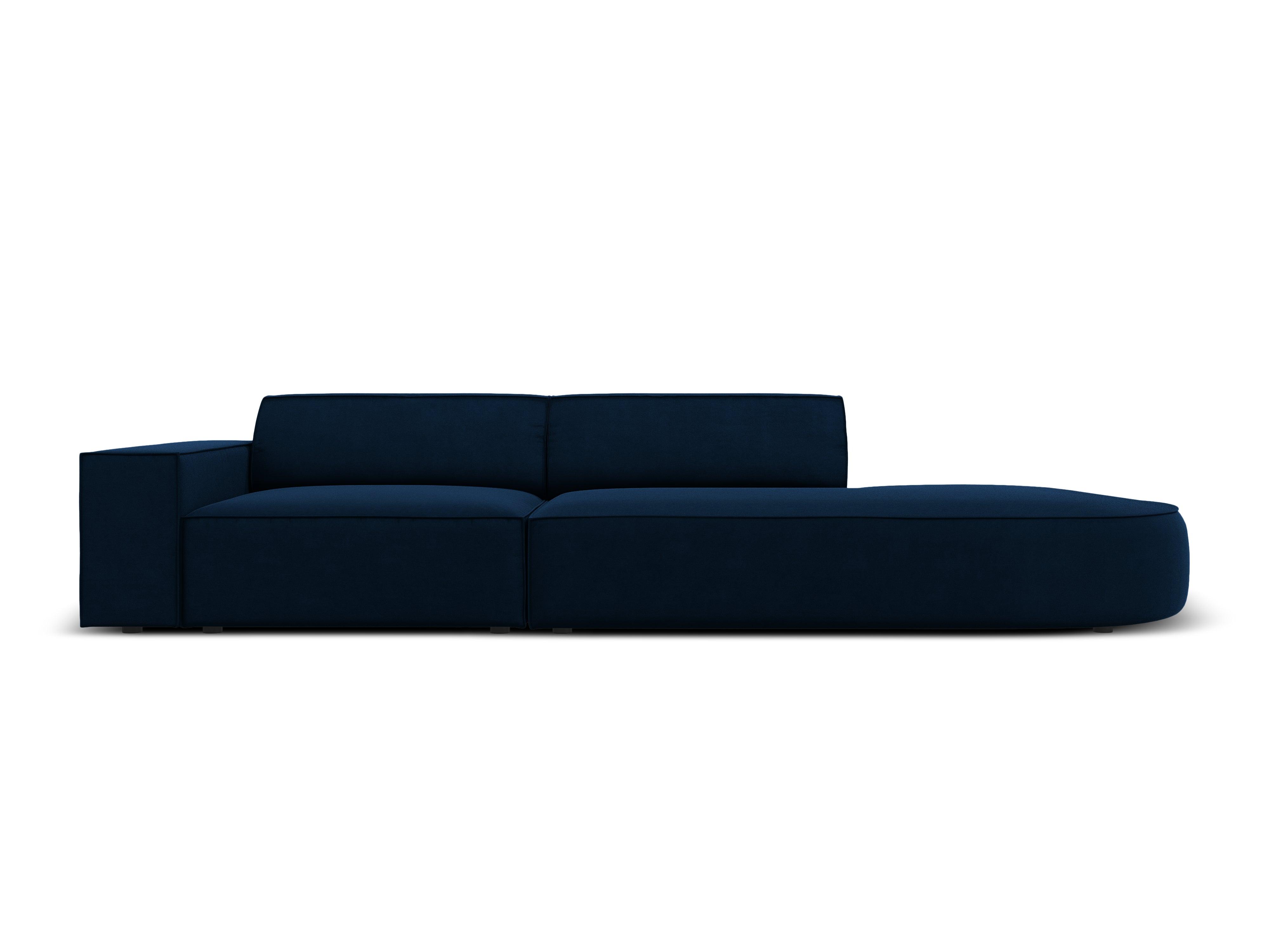 Sofa aksamitna prawostronna okrągła 3-osobowa JODIE granat królewski Micadoni Eye on Design