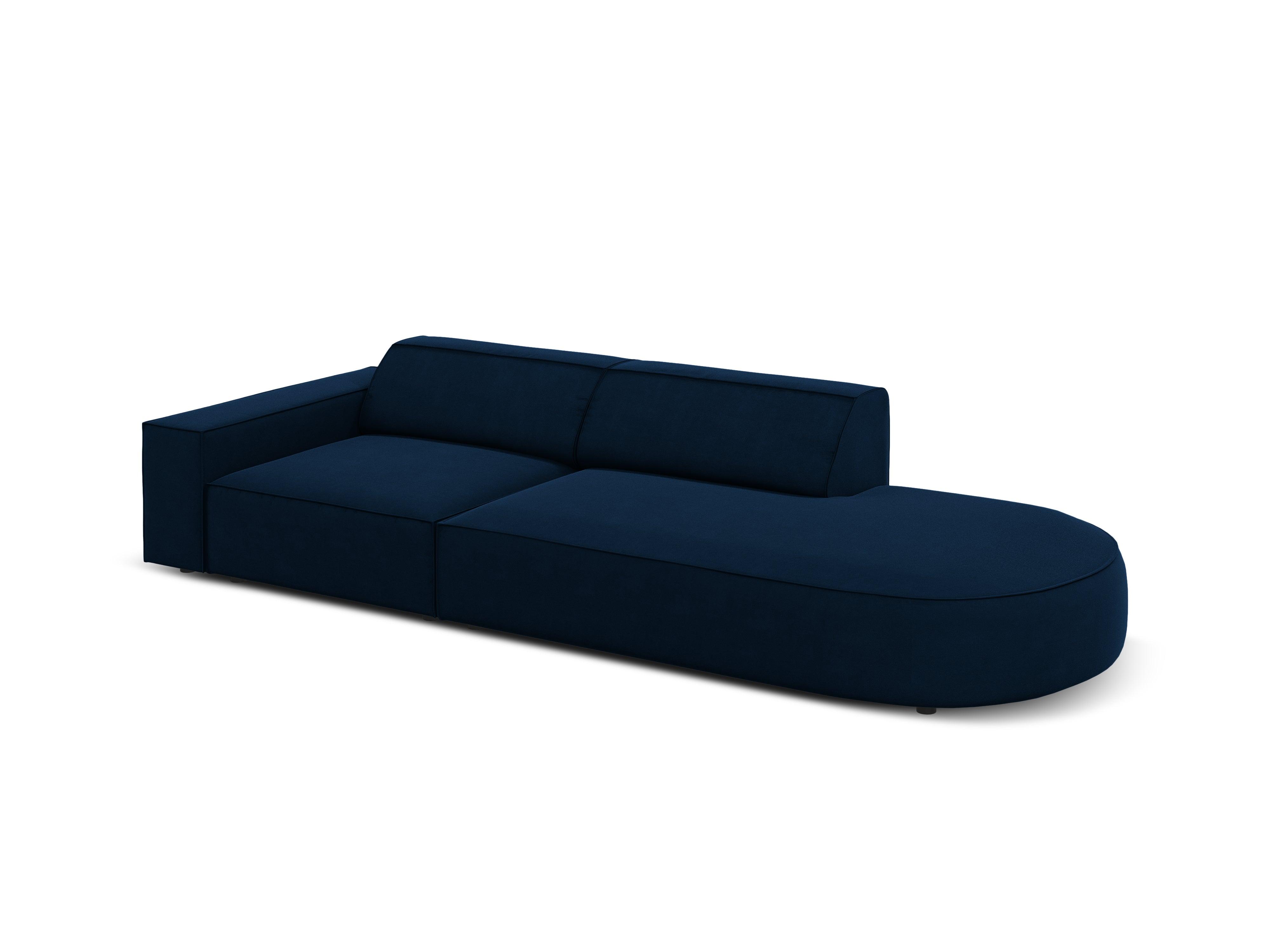 Sofa aksamitna prawostronna okrągła 3-osobowa JODIE granat królewski Micadoni Eye on Design
