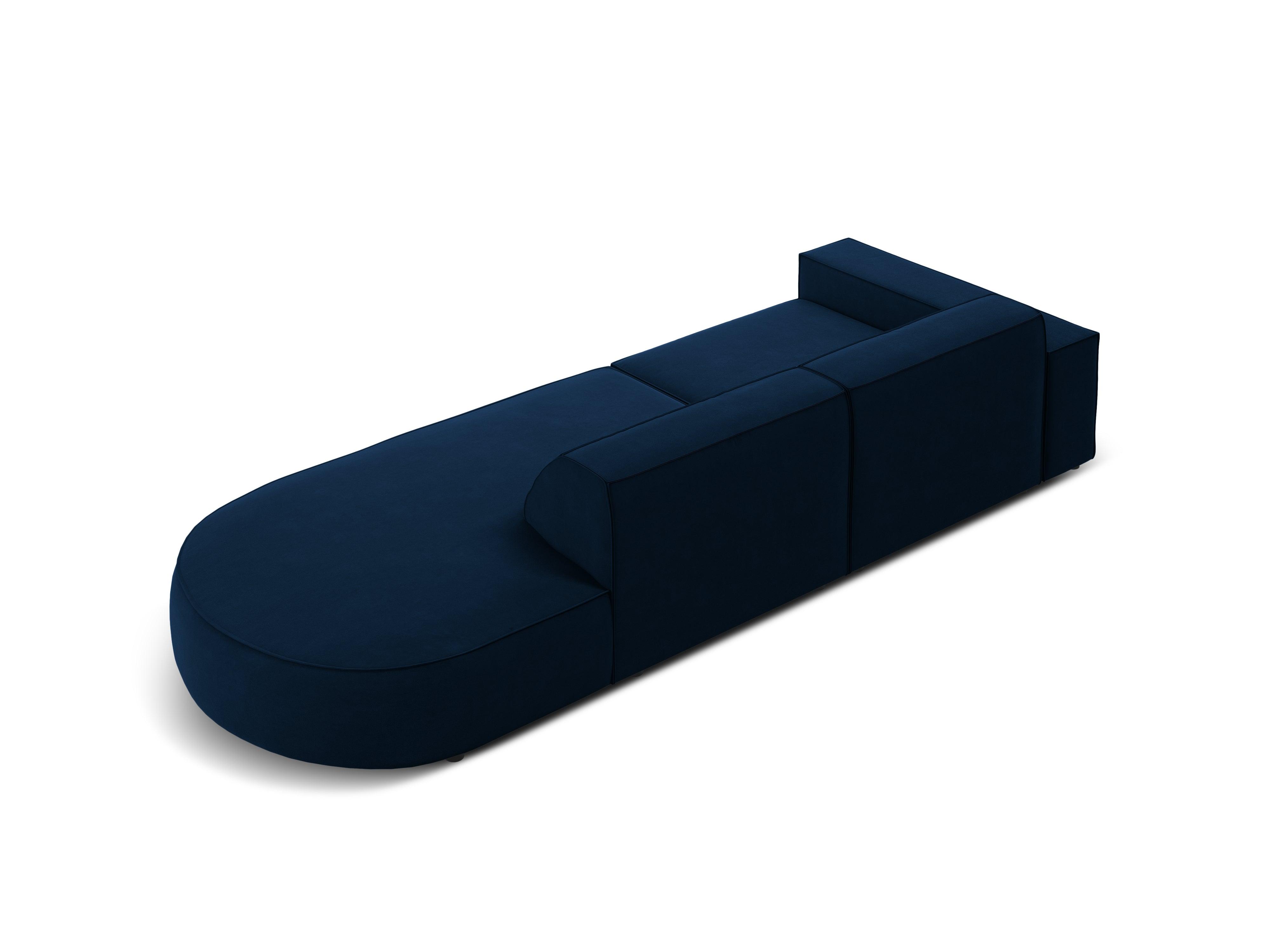 Sofa aksamitna prawostronna okrągła 3-osobowa JODIE granat królewski Micadoni Eye on Design