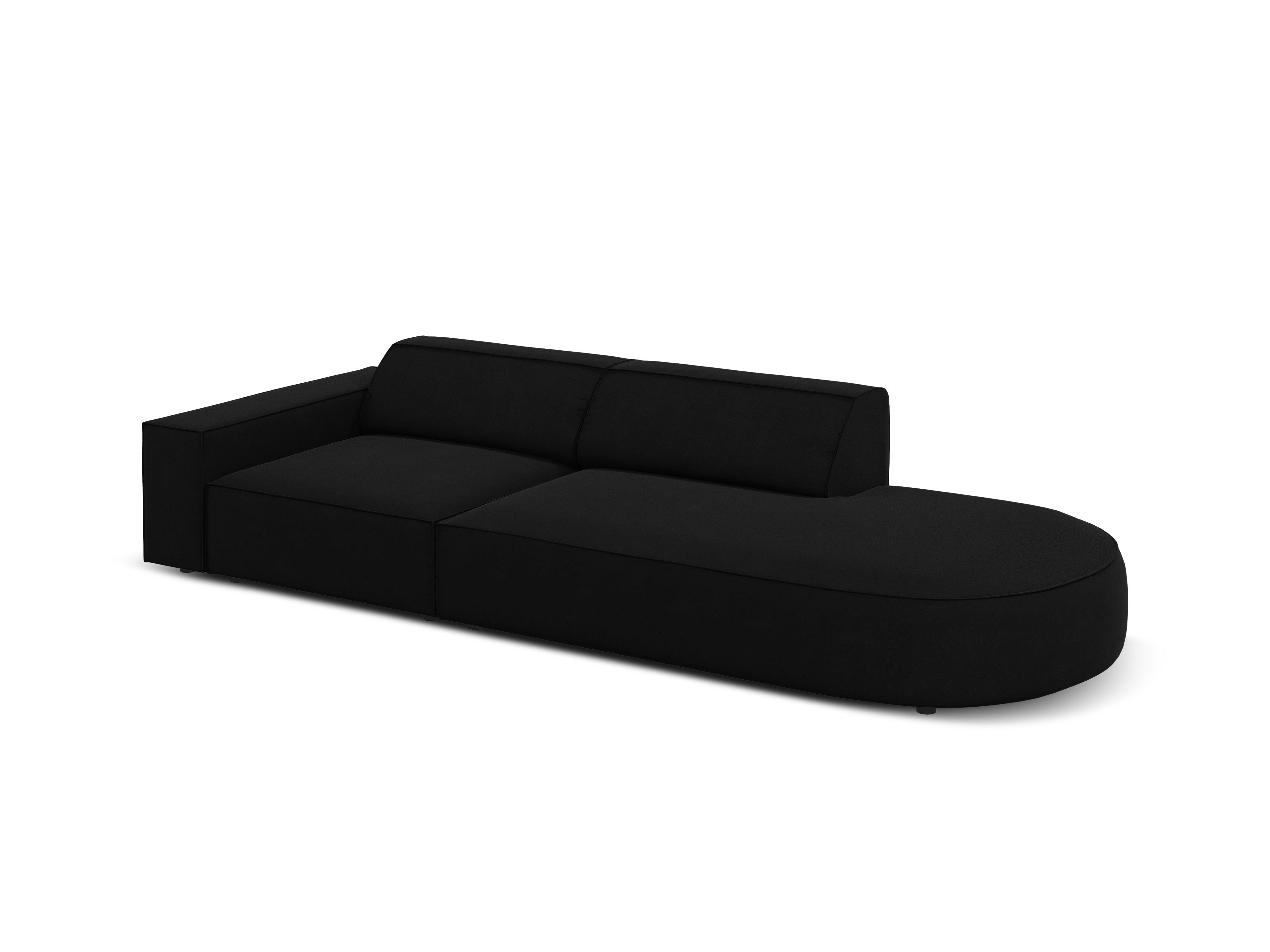 Sofa aksamitna prawostronna okrągła 3-osobowa JODIE czarny Micadoni Eye on Design