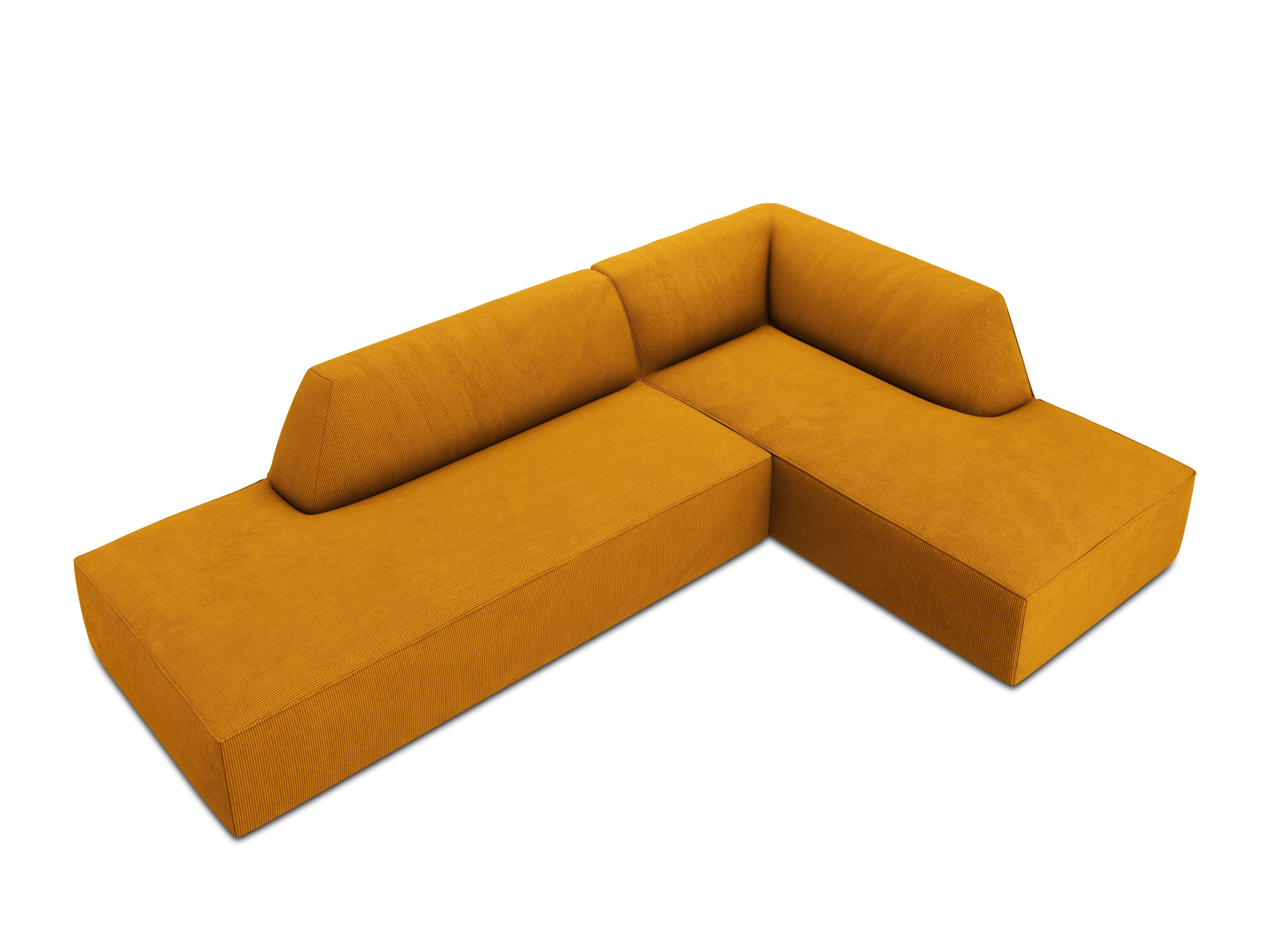 Sofa narożna sztruksowa prawostronny RUBY żółty Micadoni Eye on Design