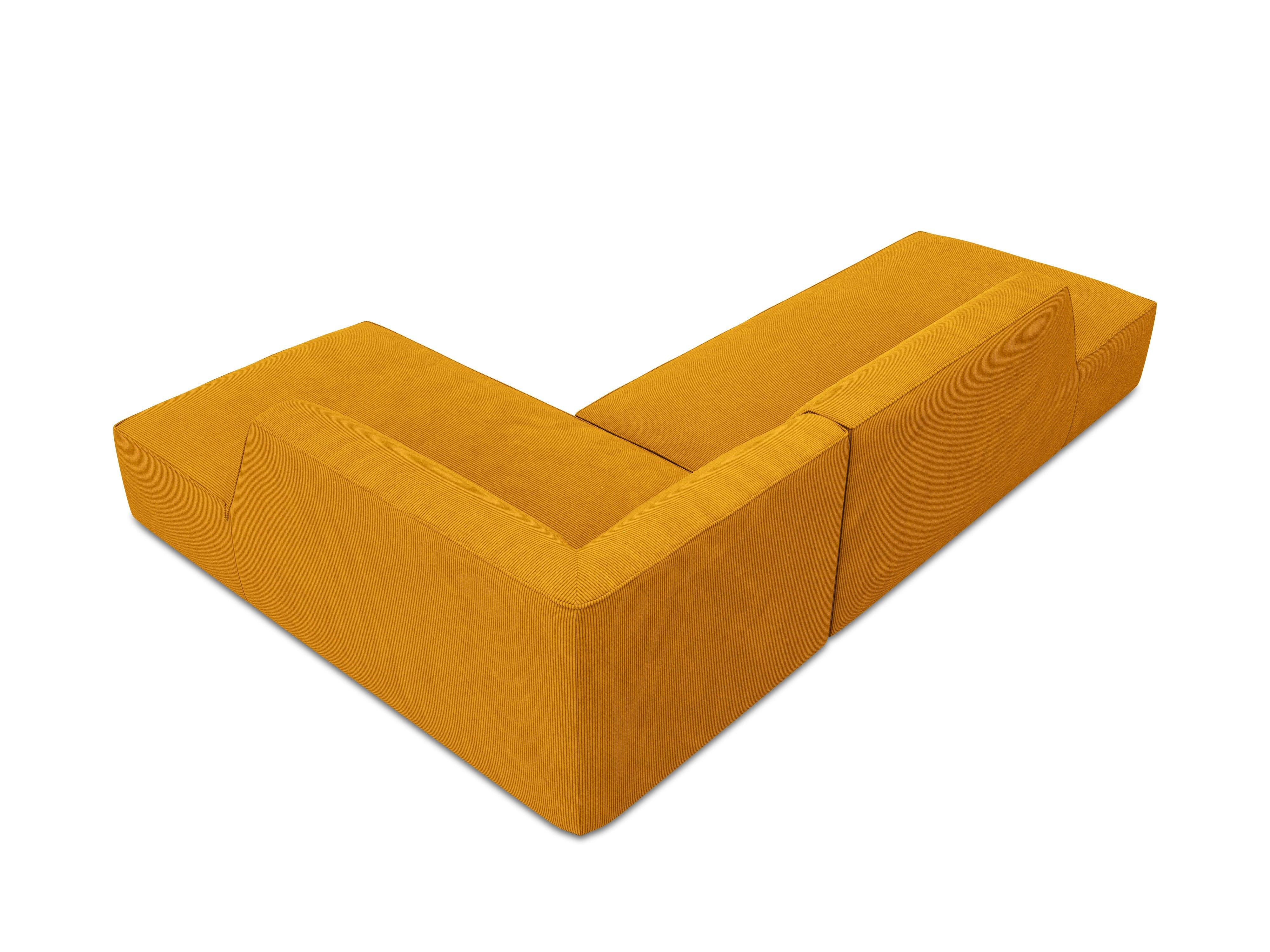 Sofa narożna sztruksowa prawostronny RUBY żółty Micadoni Eye on Design