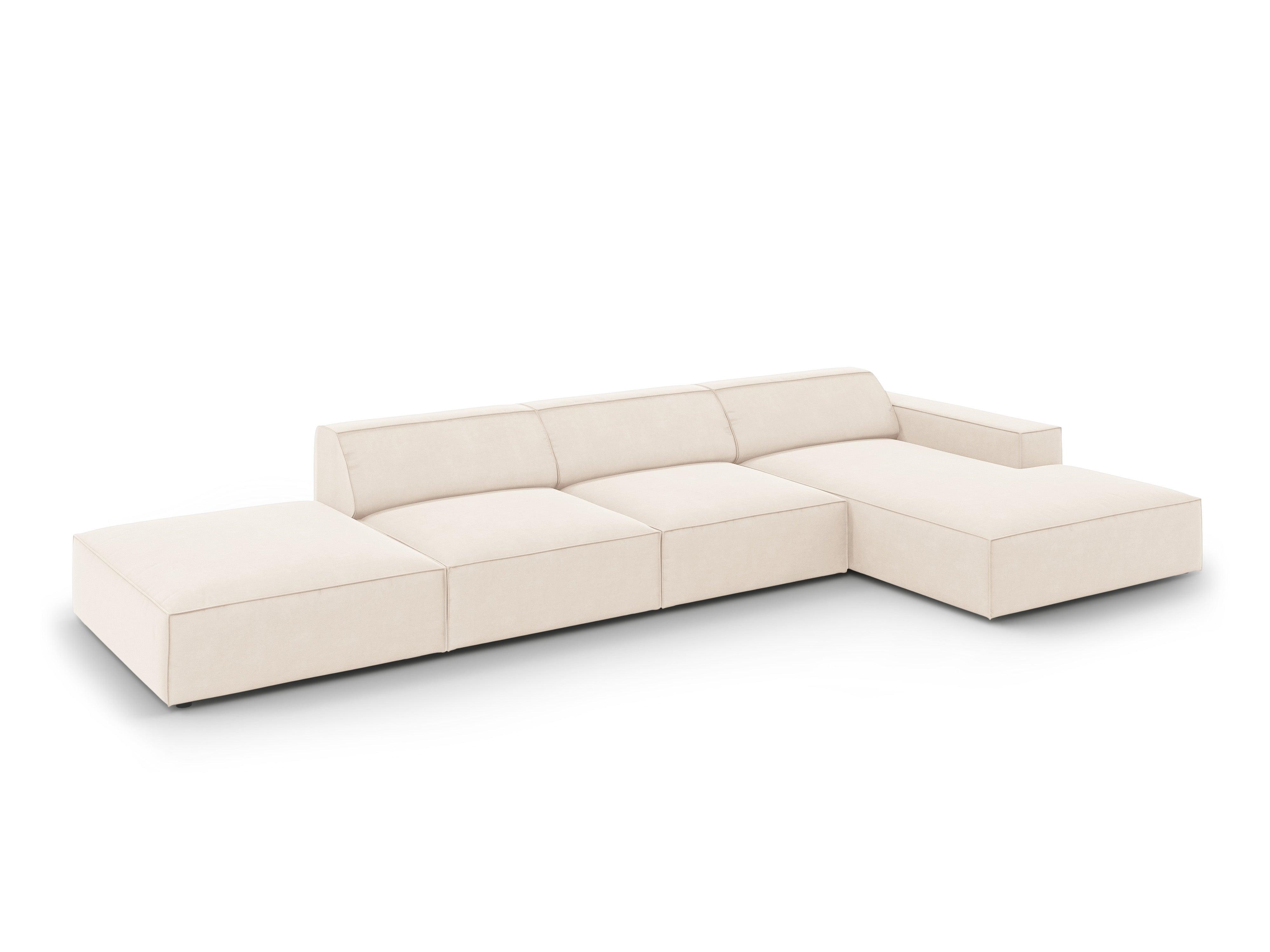 Narożnik aksamitny prawostronny 5-osobowy JODIE jasnobeżowy Micadoni Eye on Design