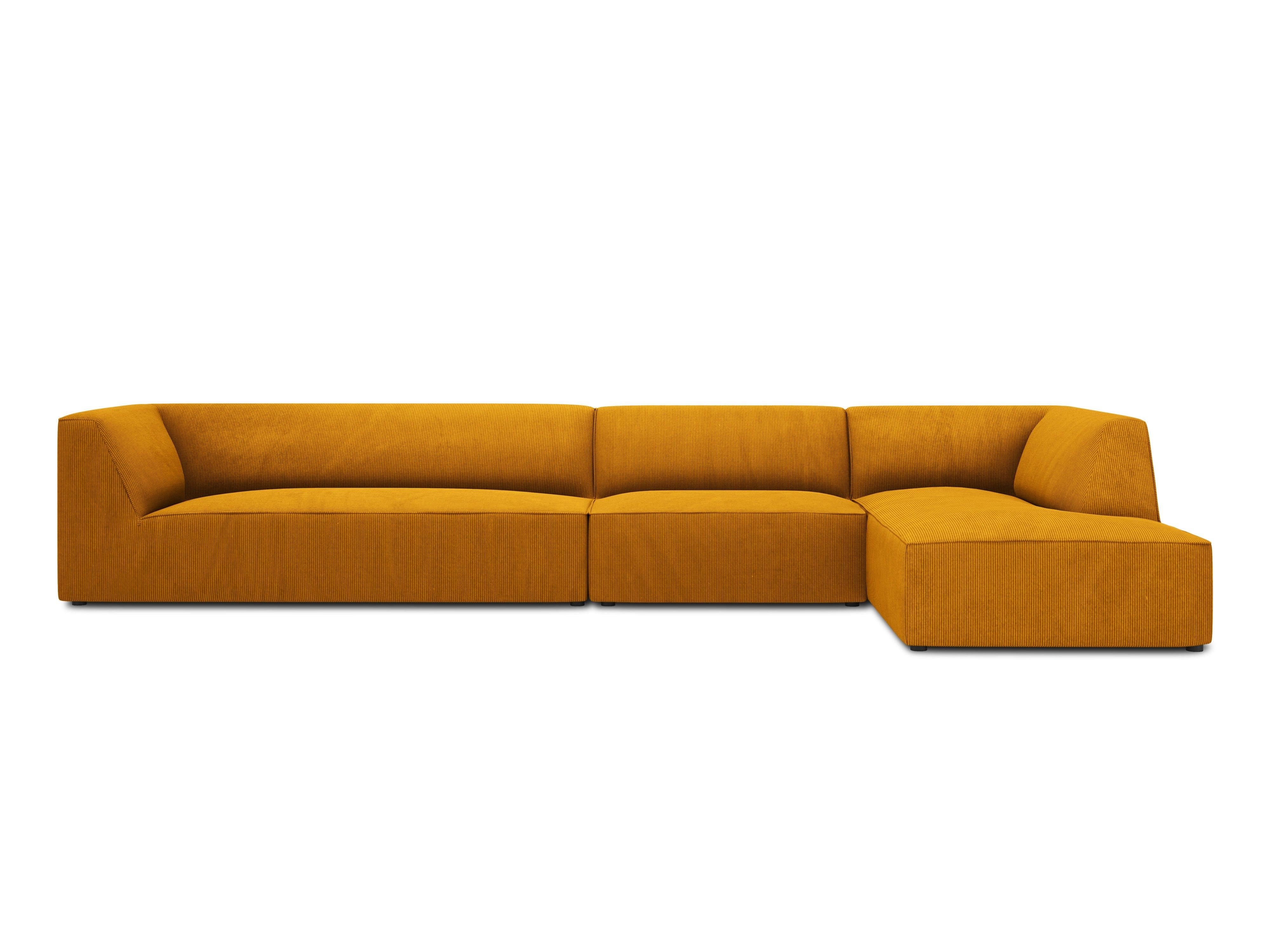 Narożnik sztruksowy 5-osobowy prawostronny RUBY żółty Micadoni Eye on Design