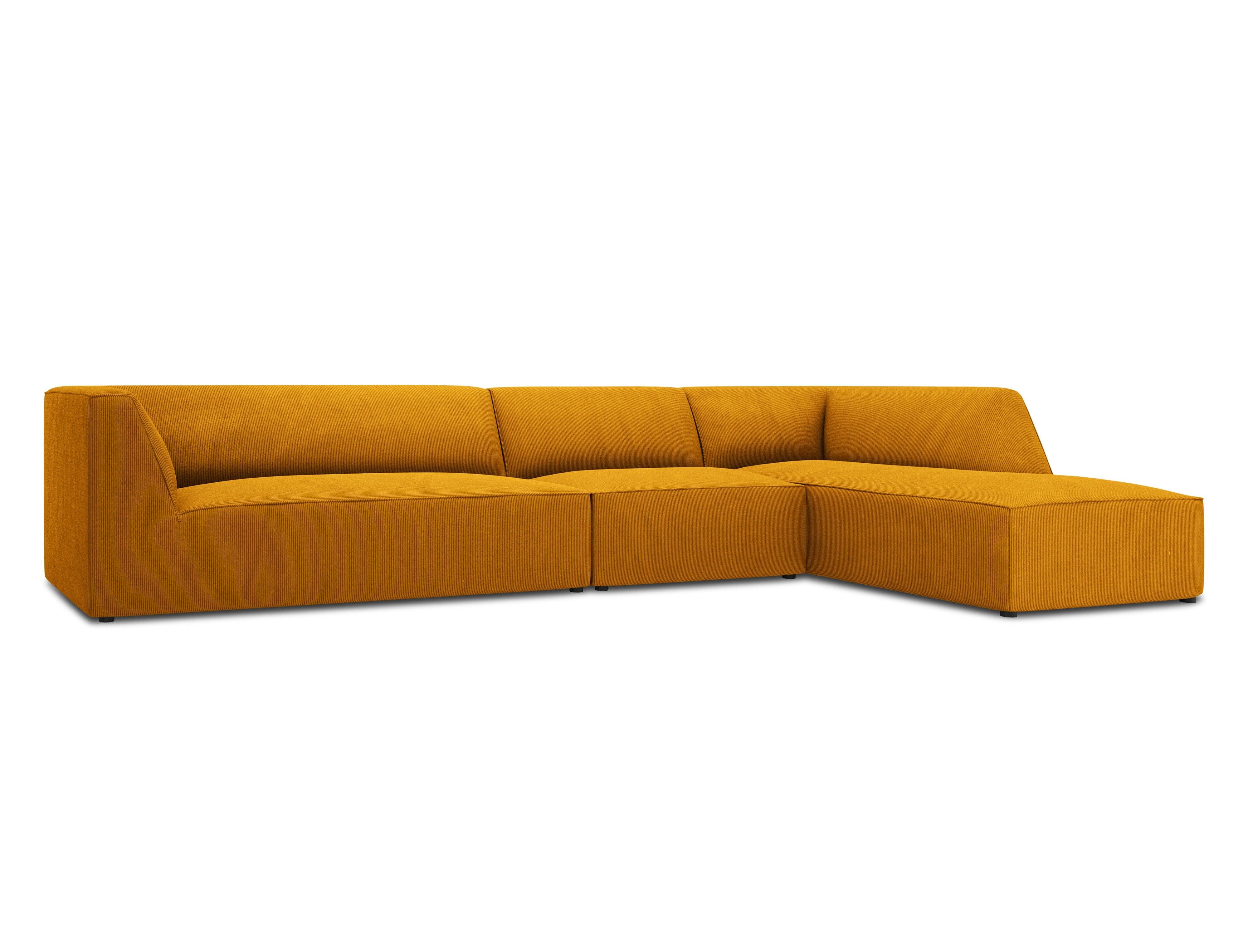 Narożnik sztruksowy 5-osobowy prawostronny RUBY żółty Micadoni Eye on Design