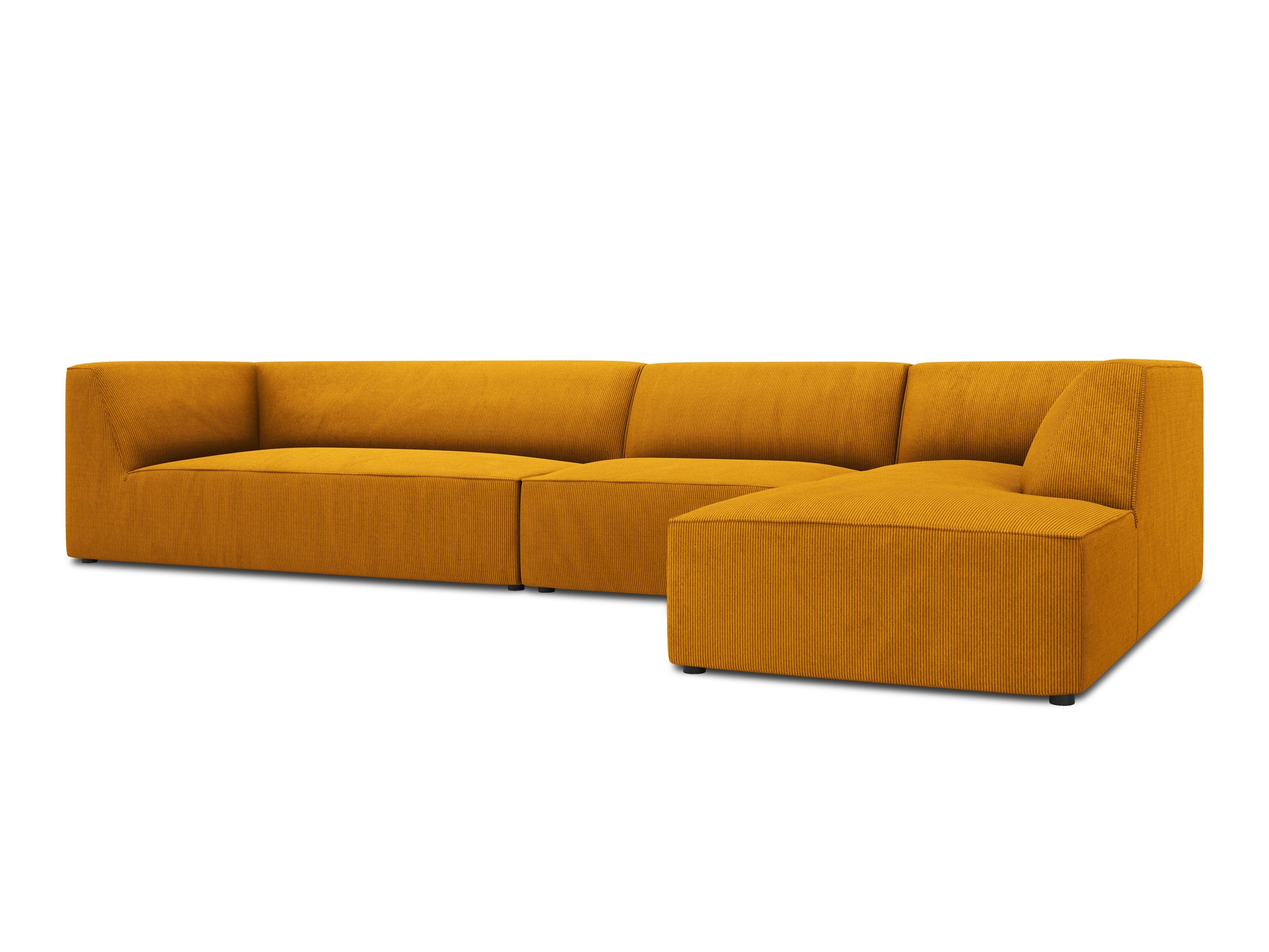 Narożnik sztruksowy 5-osobowy prawostronny RUBY żółty Micadoni Eye on Design