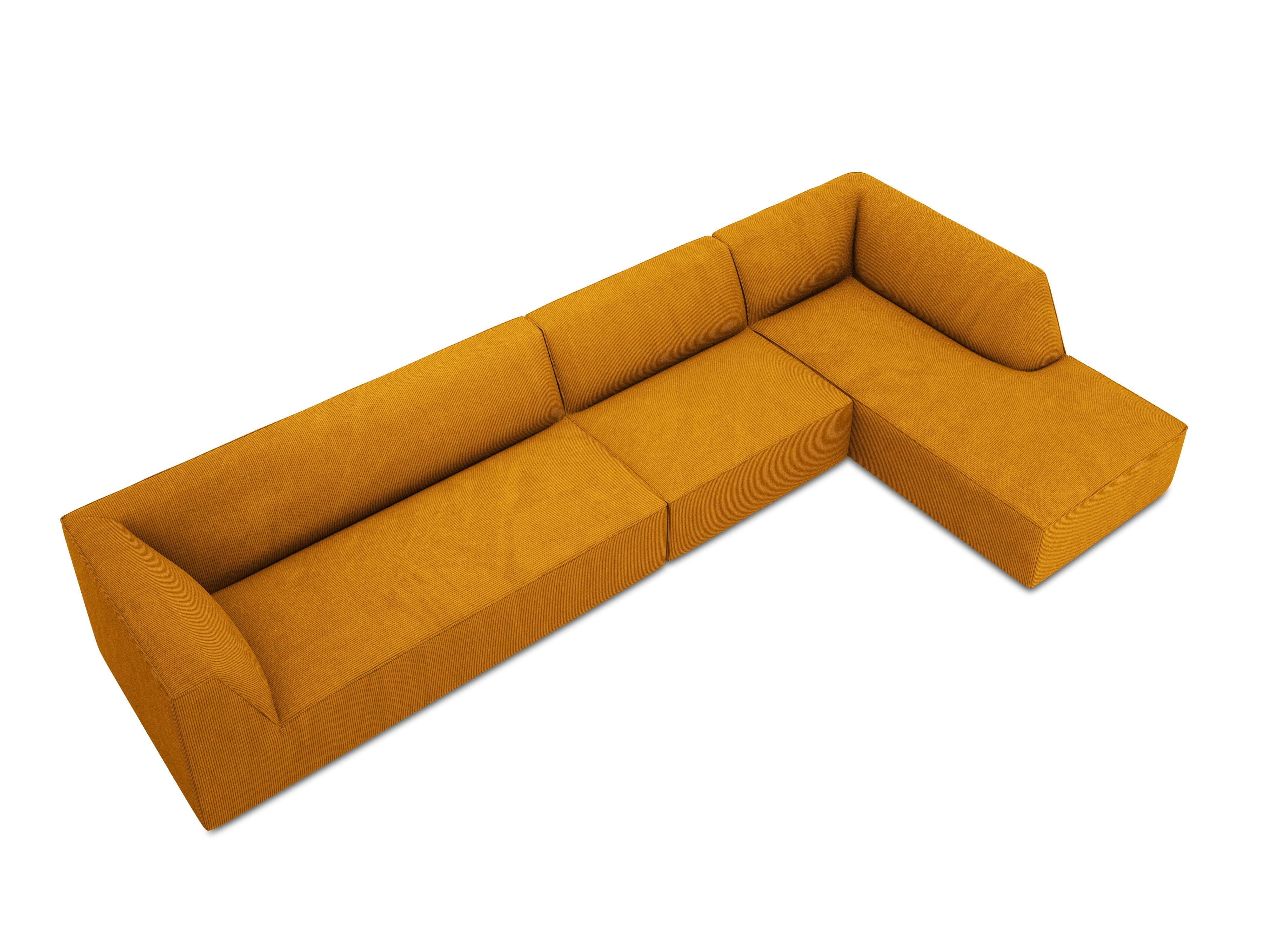 Narożnik sztruksowy 5-osobowy prawostronny RUBY żółty Micadoni Eye on Design