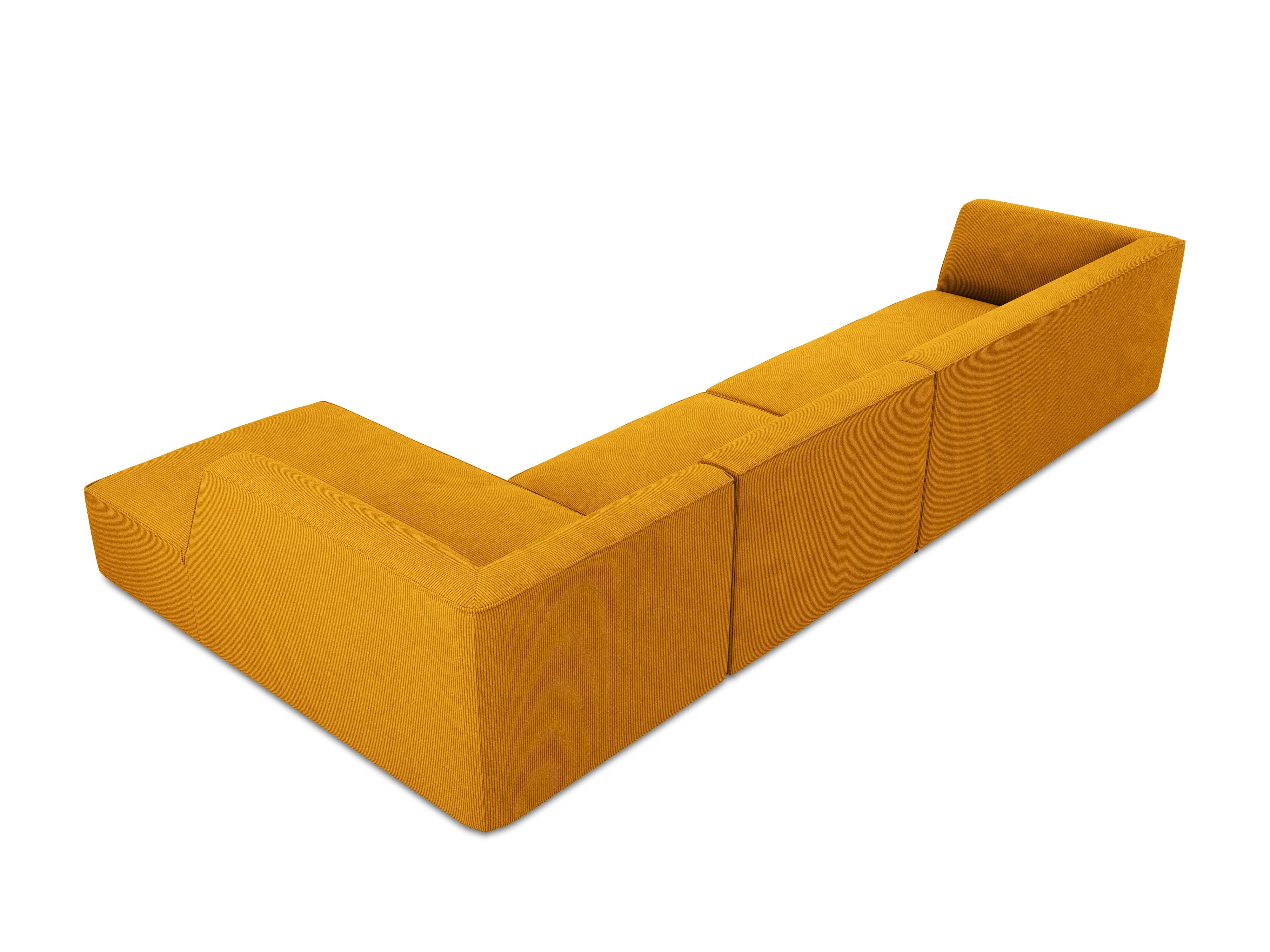 Narożnik sztruksowy 5-osobowy prawostronny RUBY żółty Micadoni Eye on Design