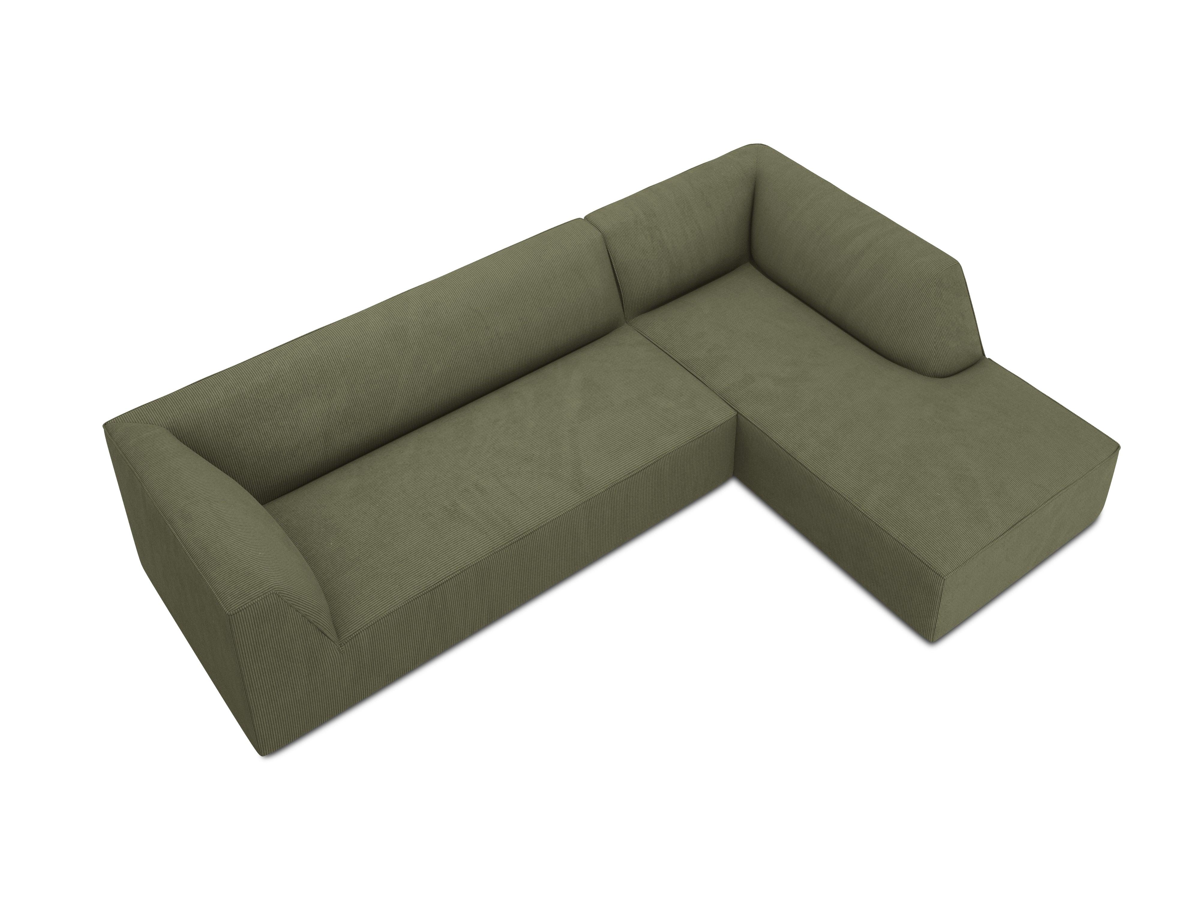 Narożnik sztruksowy 4-osobowy prawostronny RUBY zielony Micadoni Eye on Design