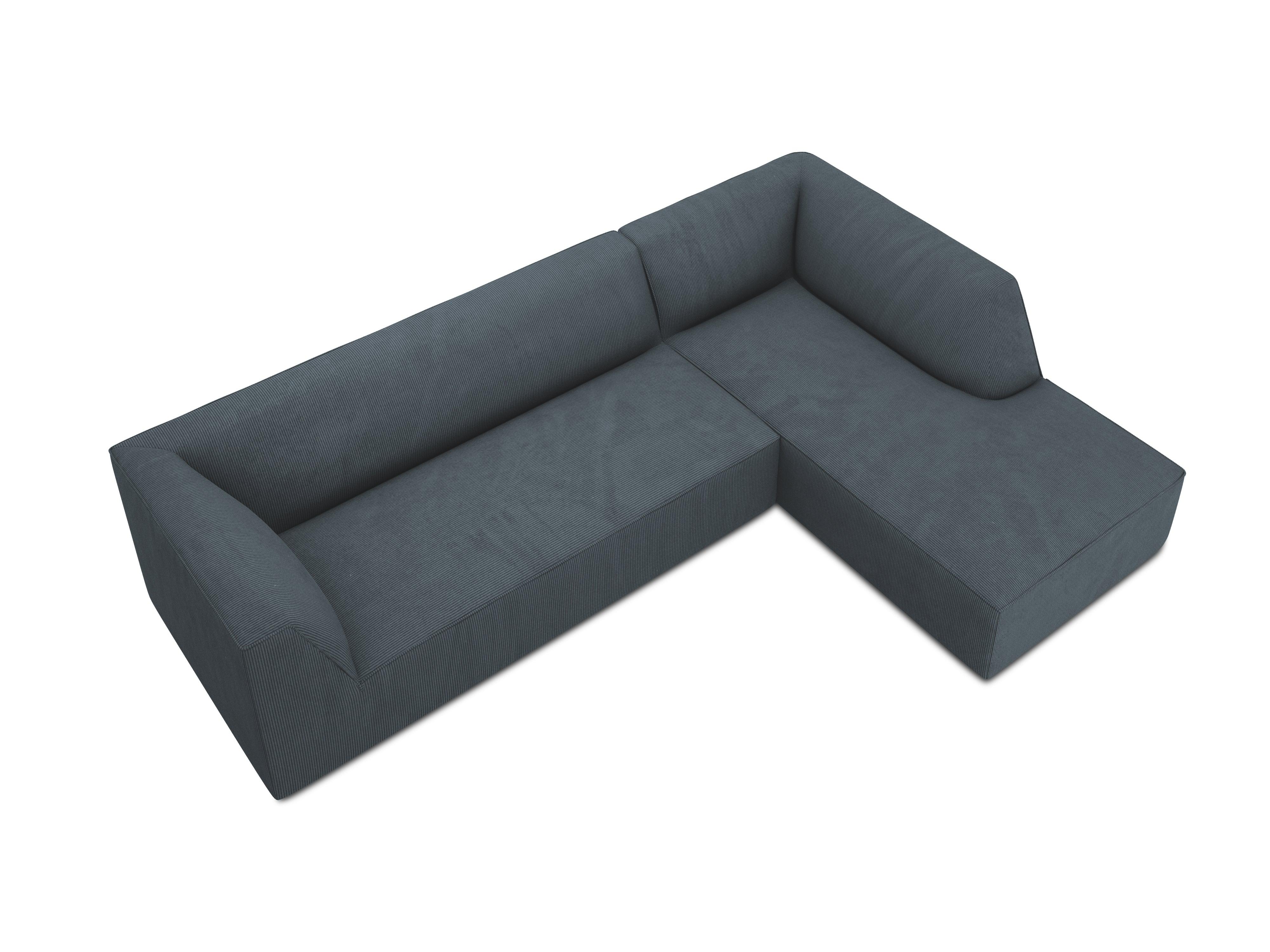 Narożnik sztruksowy 5-osobowy prawostronny RUBY niebieski Micadoni Eye on Design