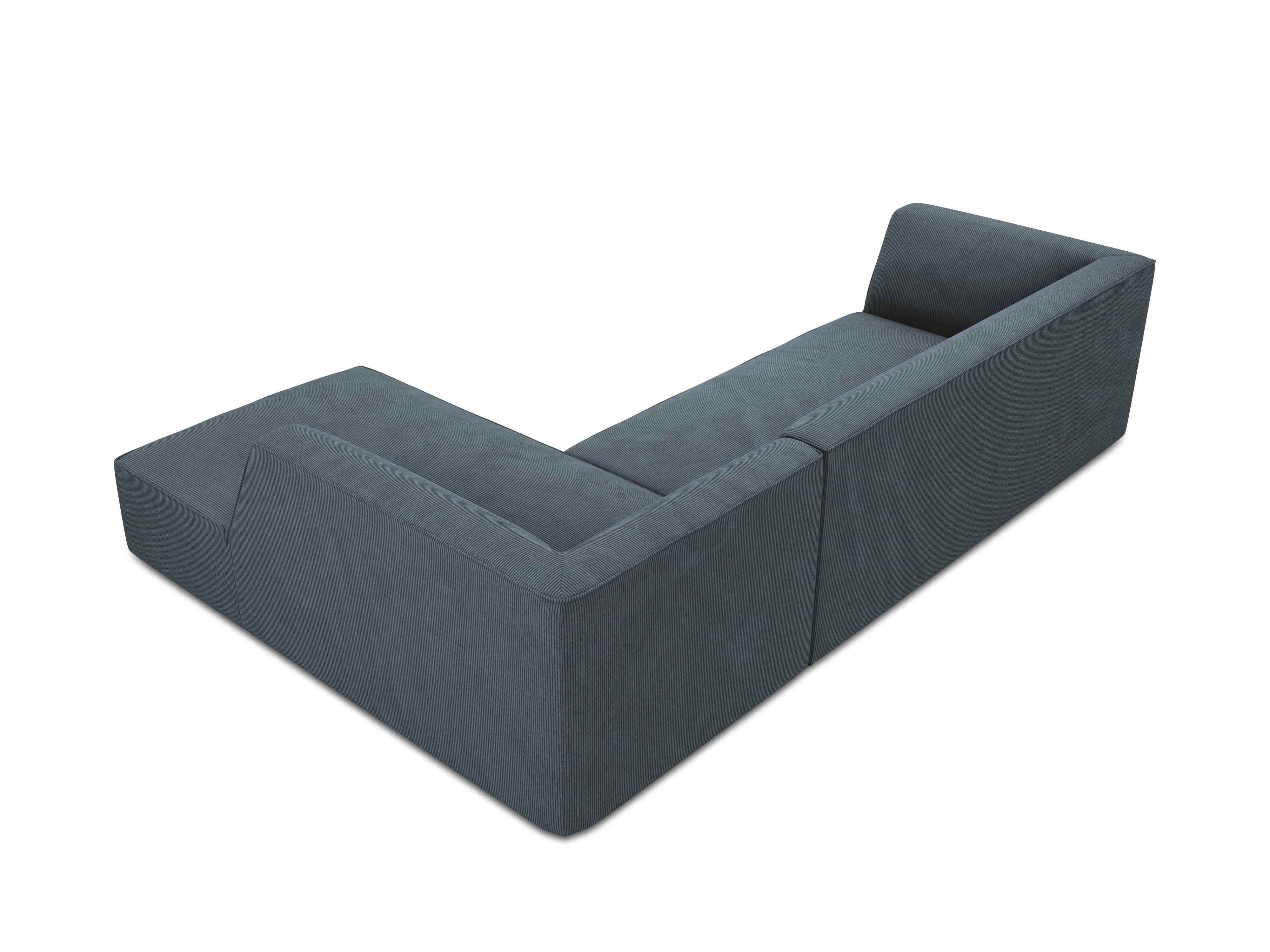 Narożnik sztruksowy 5-osobowy prawostronny RUBY niebieski Micadoni Eye on Design
