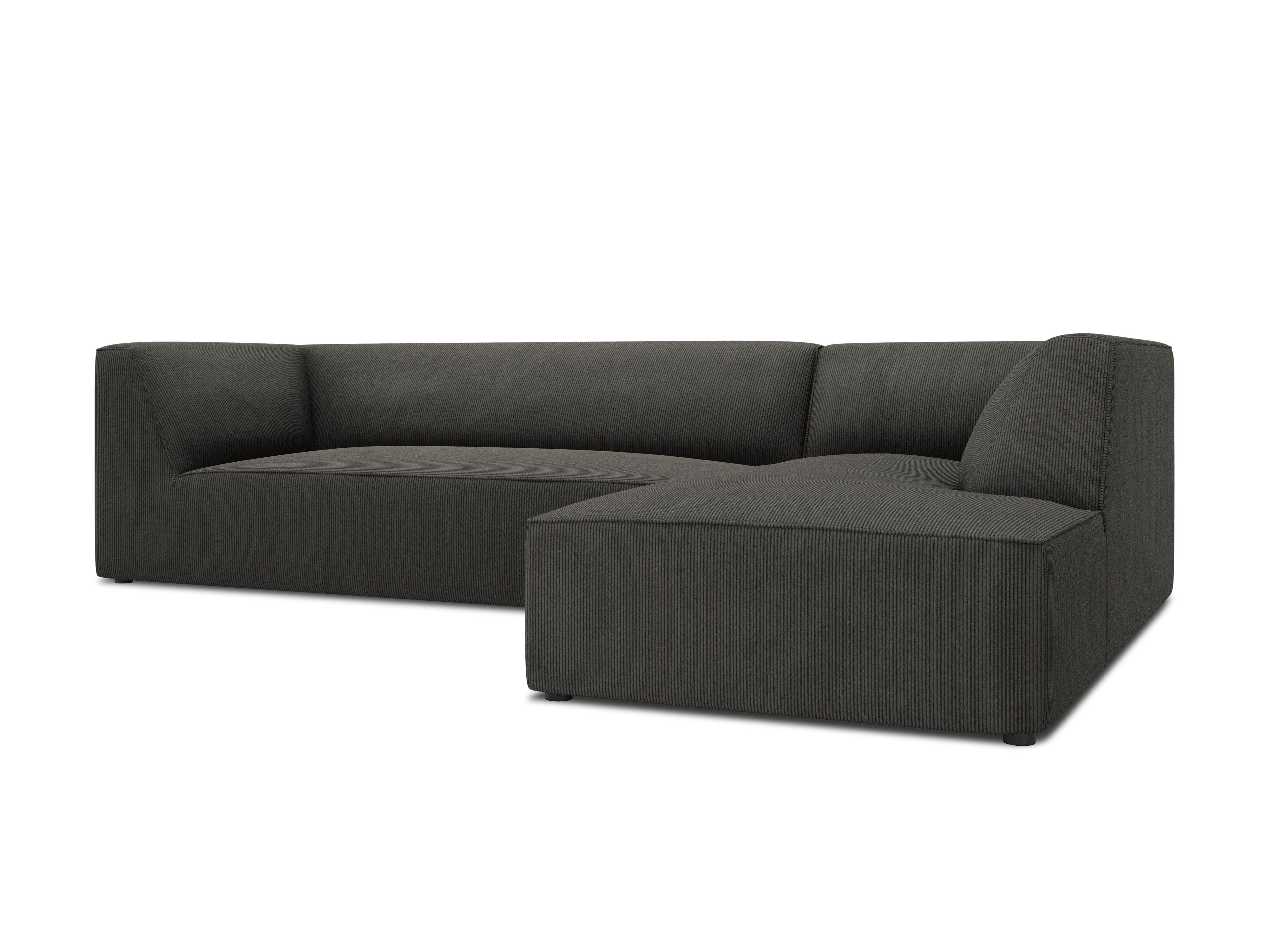 Narożnik sztruksowy 4-osobowy prawostronny RUBY ciemnoszary Micadoni Eye on Design