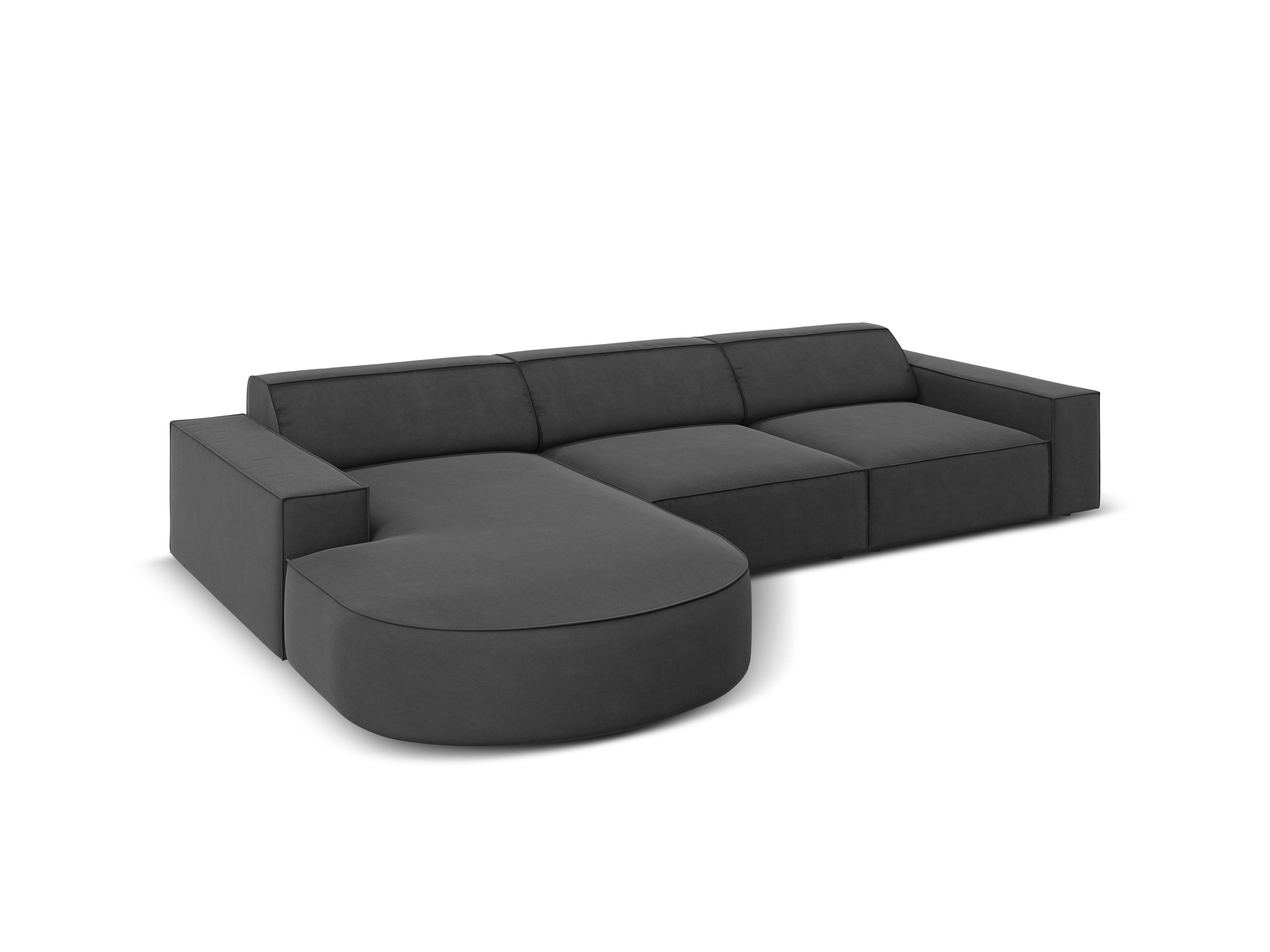 Narożnik aksamitny lewostronny 4-osobowy okrągły JODIE ciemnoszary Micadoni Eye on Design
