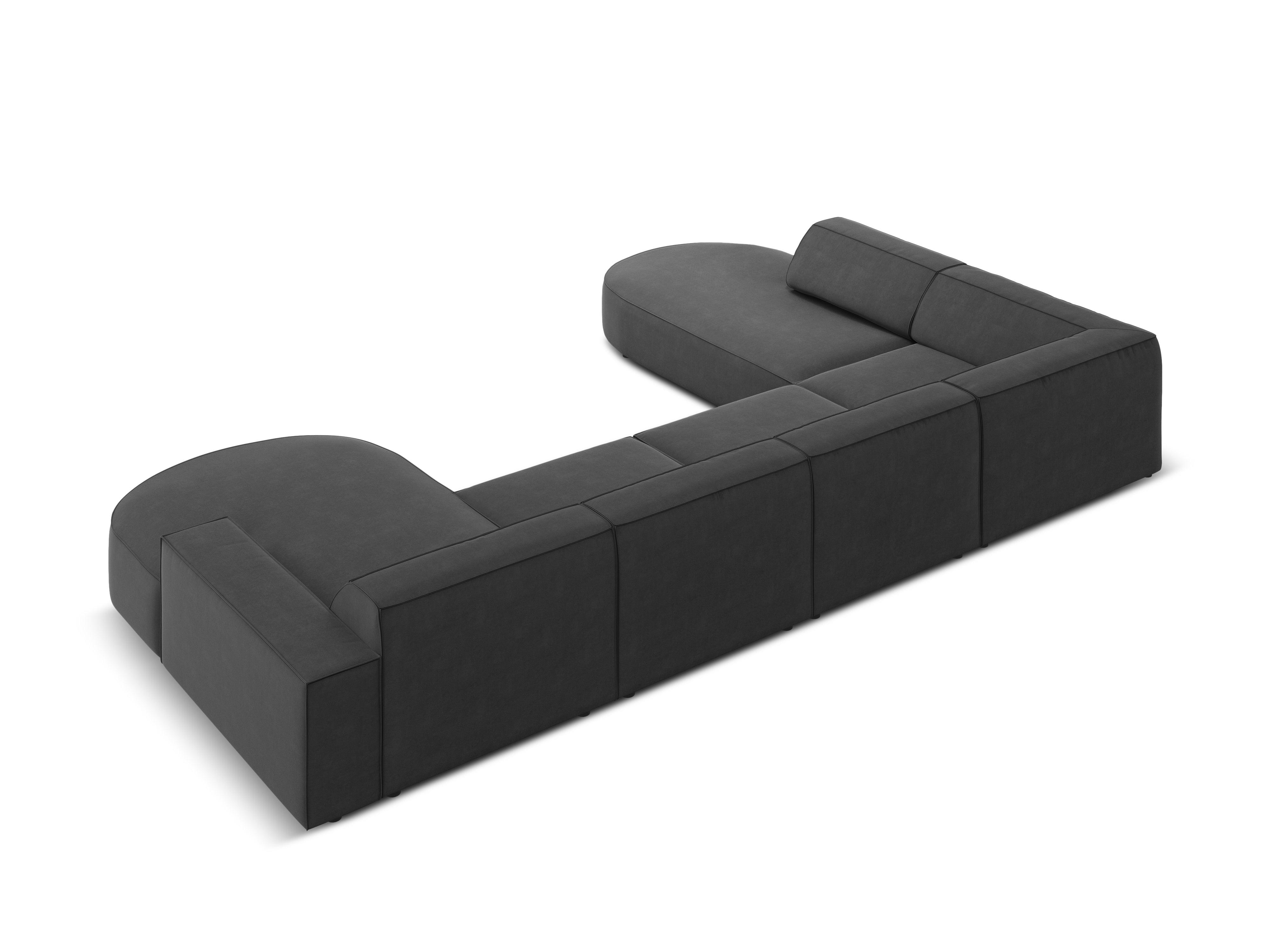 Sofa panoramiczna aksamitna lewostronna okrągła JODIE ciemnoszary Micadoni Eye on Design